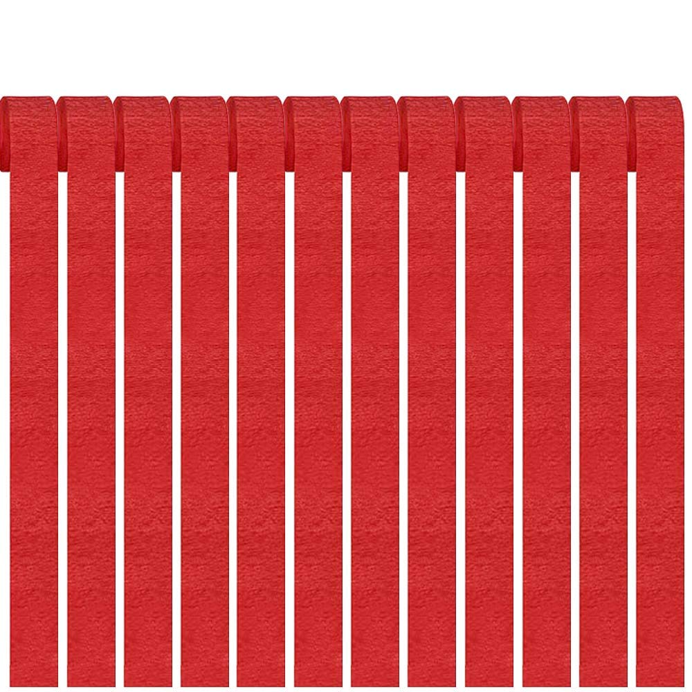 GAKA Red Crepe Paper Streamers - 12 Rolls Bulk Pack | Vibrant Party Decorations for Birthday, Wedding & Festival Celebrations | Perfect for DIY Backdrops, Ceiling Decor & Photo Booth Backgrounds