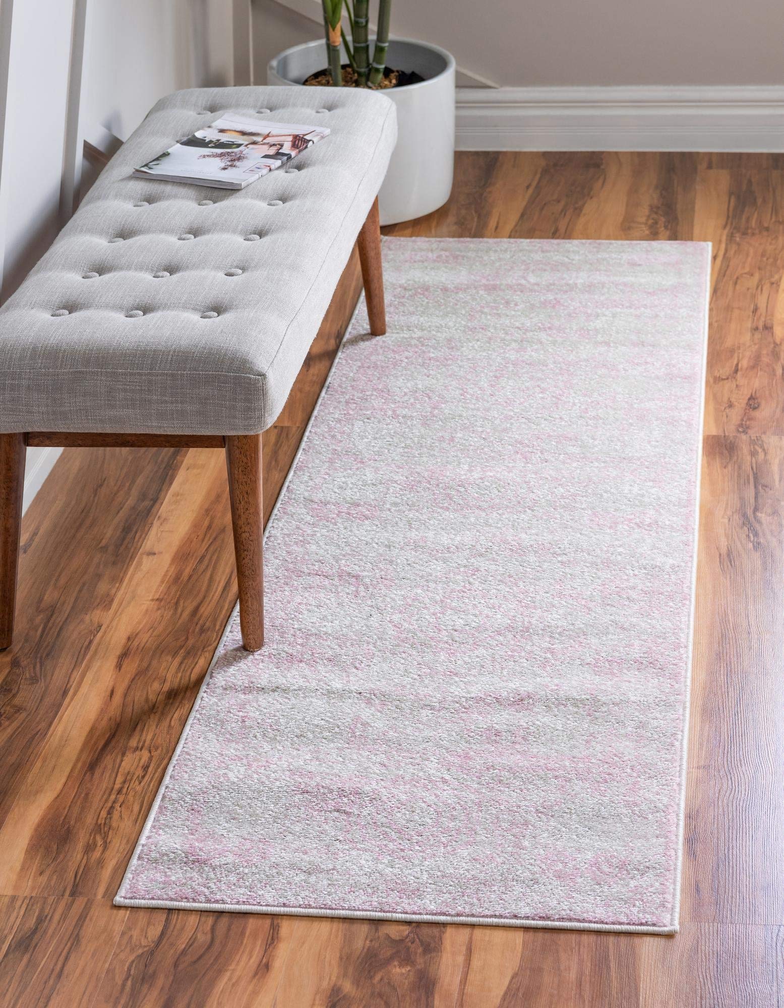 Dover Collection 13 Ft Runner Rug - Soft Low-Pile Pink Carpet for Hallways & Entryways | Durable Floor Mat for Home Decor, Living Room, Bedroom
