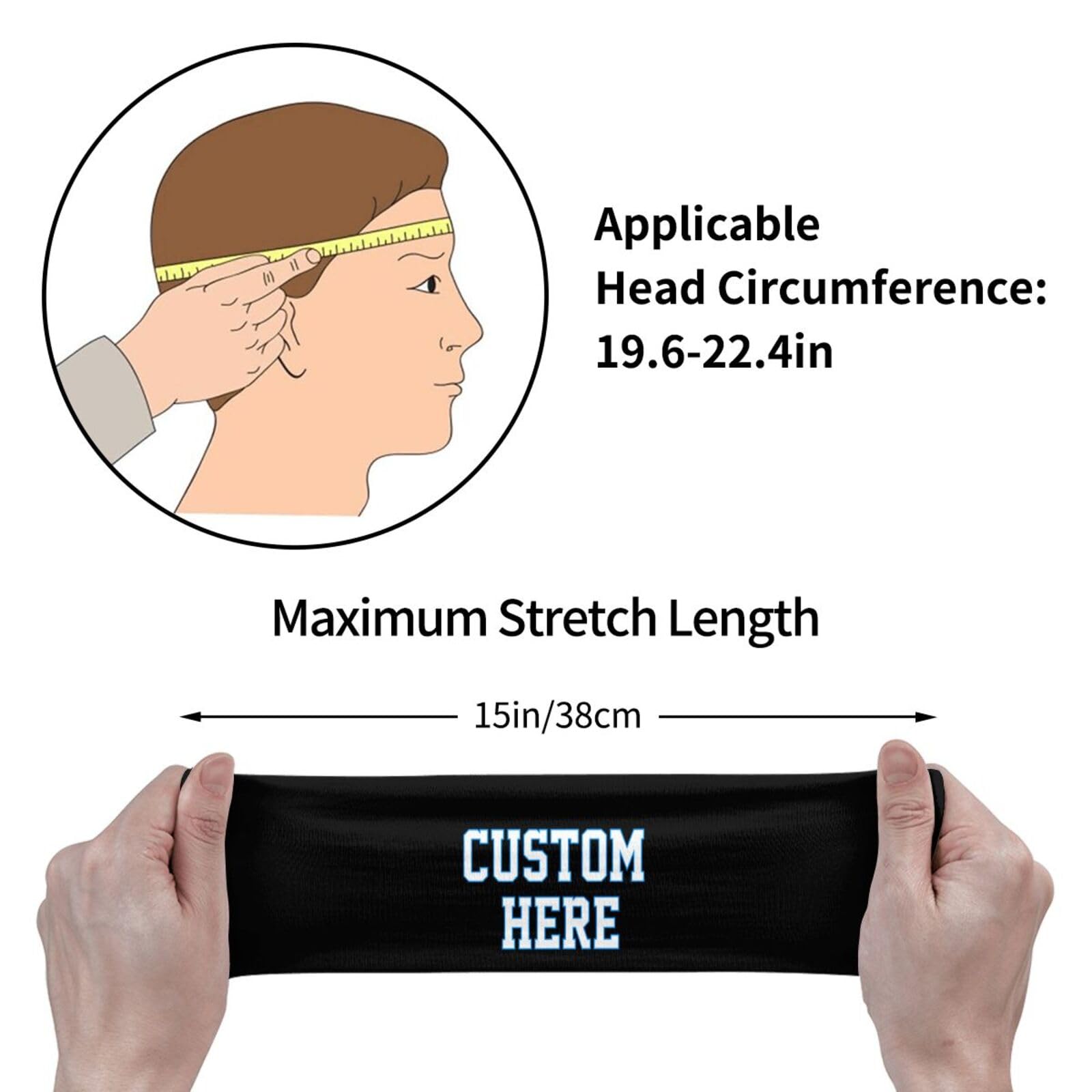 Custom Sports Headband with Logo - Personalized Sweatband for Men & Women - Moisture Wicking, Breathable, Elastic Fitness Headbands - Perfect for Running, Yoga, Tennis & Workouts