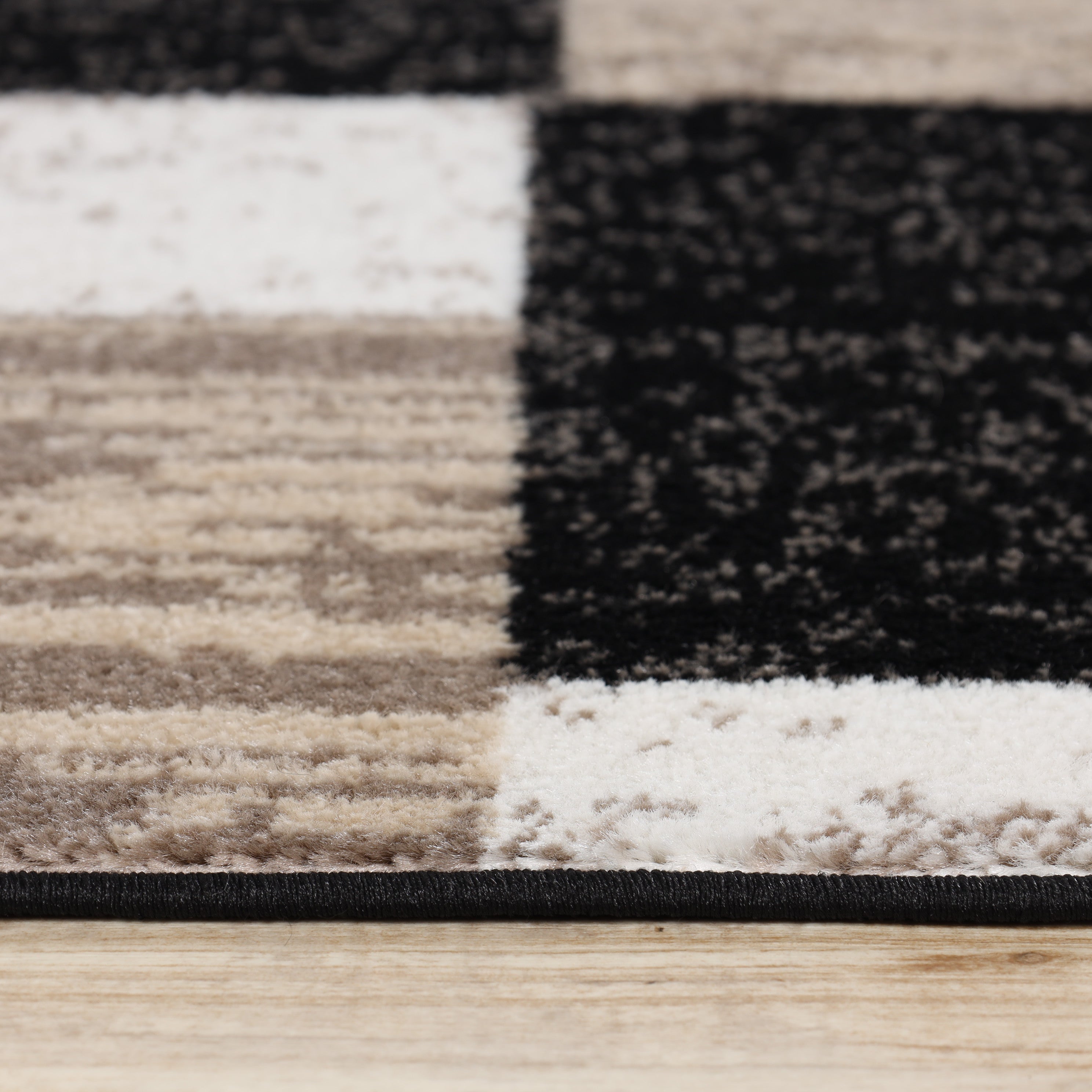 Stylish Rockwood Contemporary Geometric Patchwork Area Rug - Non-Slip Indoor Runner for Living Room, Bedroom & Office Decor