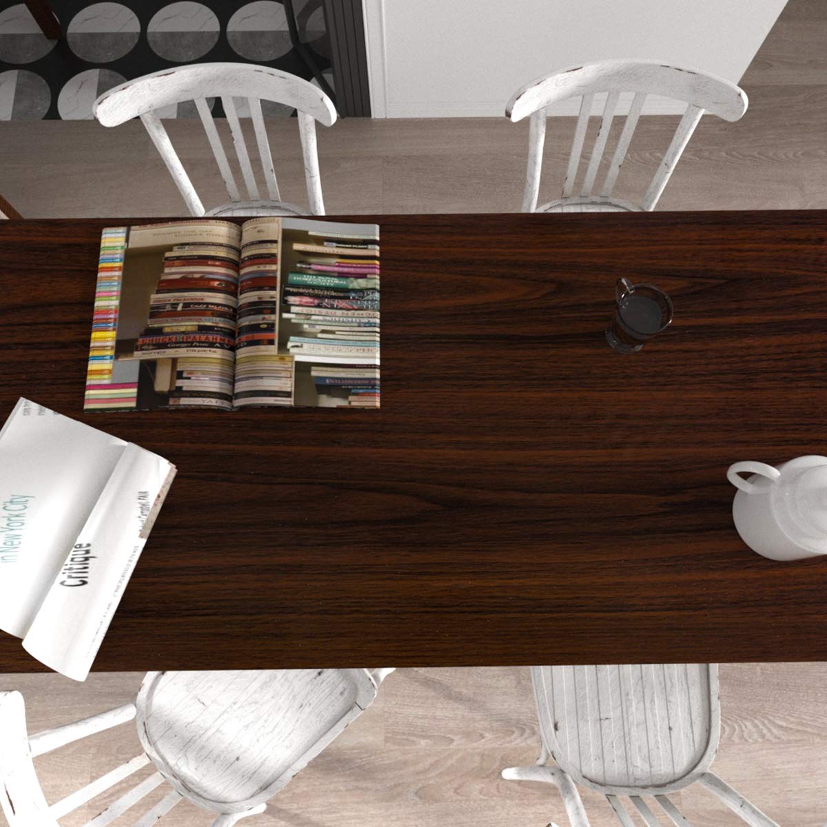 Dark Brown Walnut Wood Grain Peel and Stick Wallpaper - Waterproof Self-Adhesive Film for Kitchen Cabinets, Furniture, Tables, Floors & Shelves - Easy DIY Home Decoration & Surface Protection