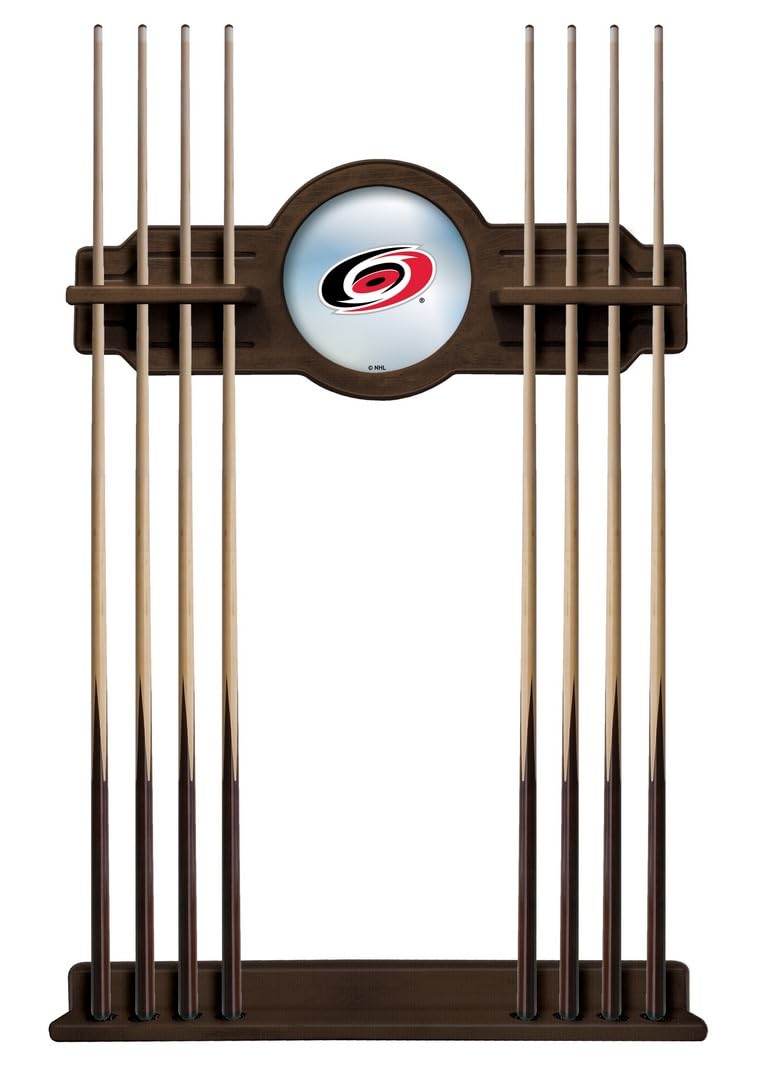 Carolina Hurricanes Cue Rack - Navajo Finish Pool Cue Holder by Holland Bar Stool - Perfect for Billiards Room, Game Room, and Sports Bar Decor