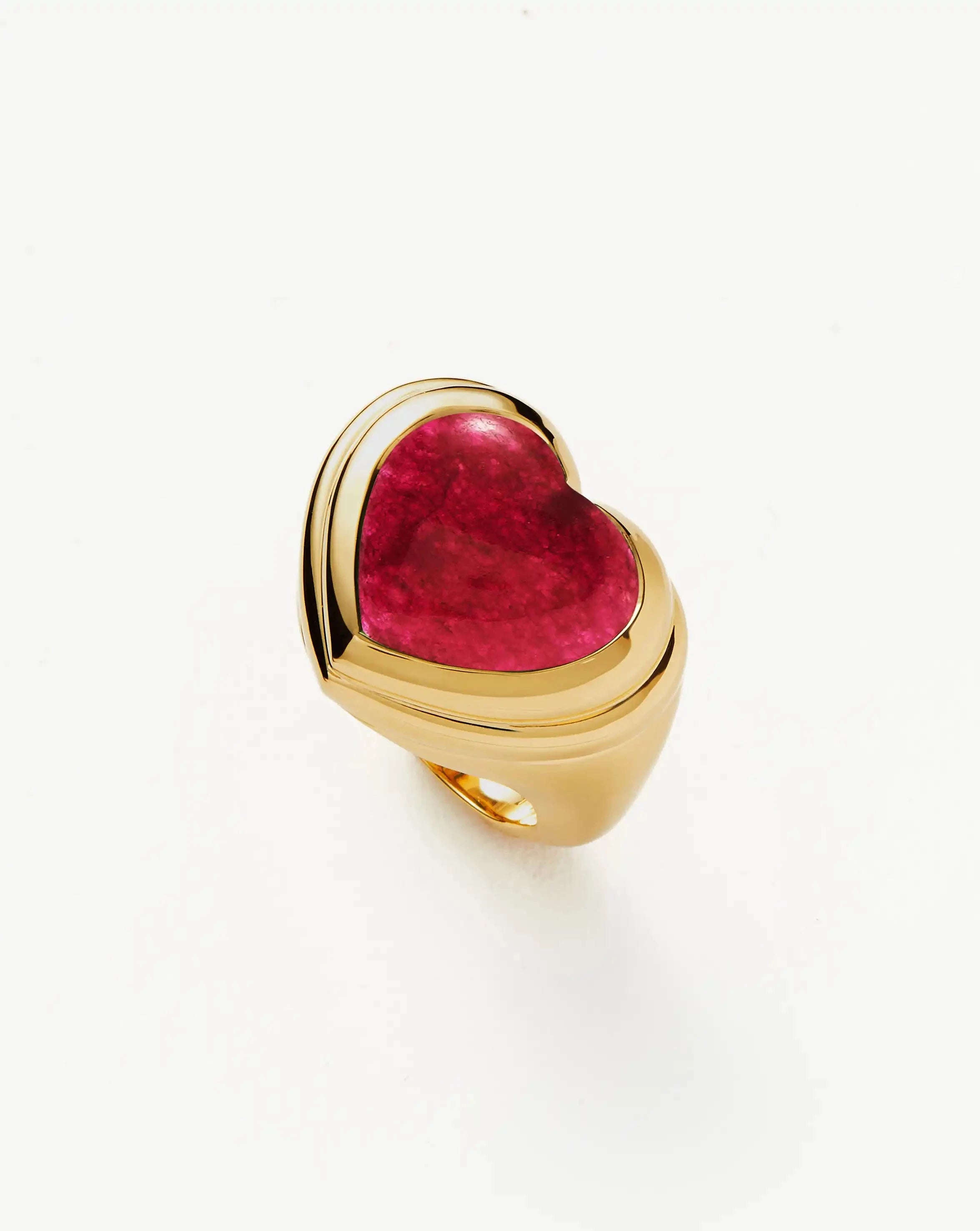 18k Gold Plated Pink Quartz Jelly Heart Gemstone Ring for Women - Elegant Valentine's Day Gift, Anniversary Present, or Everyday Fashion Jewelry