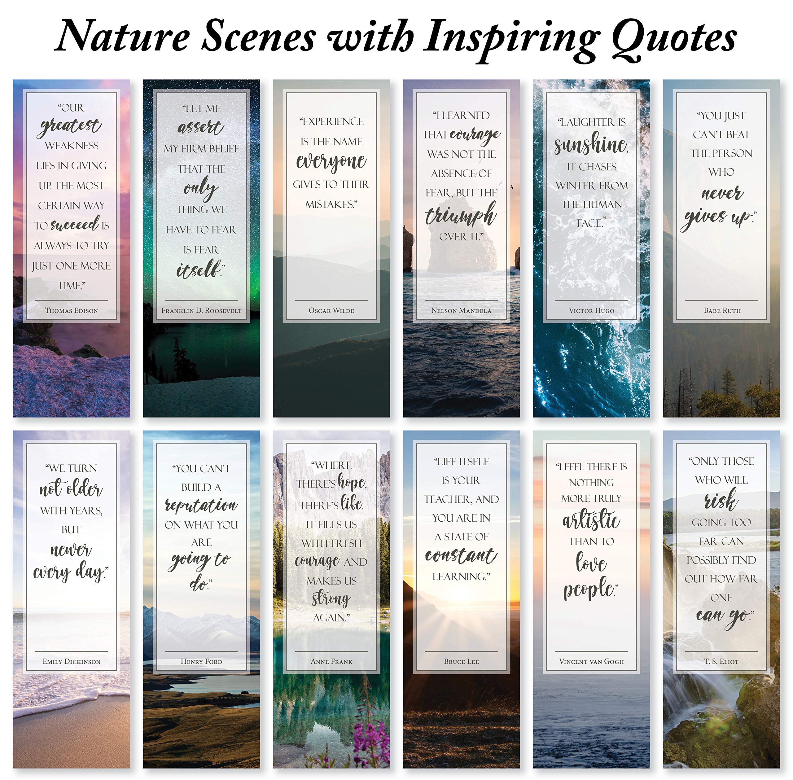 48 Pack Inspirational Nature Bookmarks with Motivational Quotes - Perfect for Book Lovers, Students & Teachers - Ideal for Reading, Gifts & Classroom Rewards