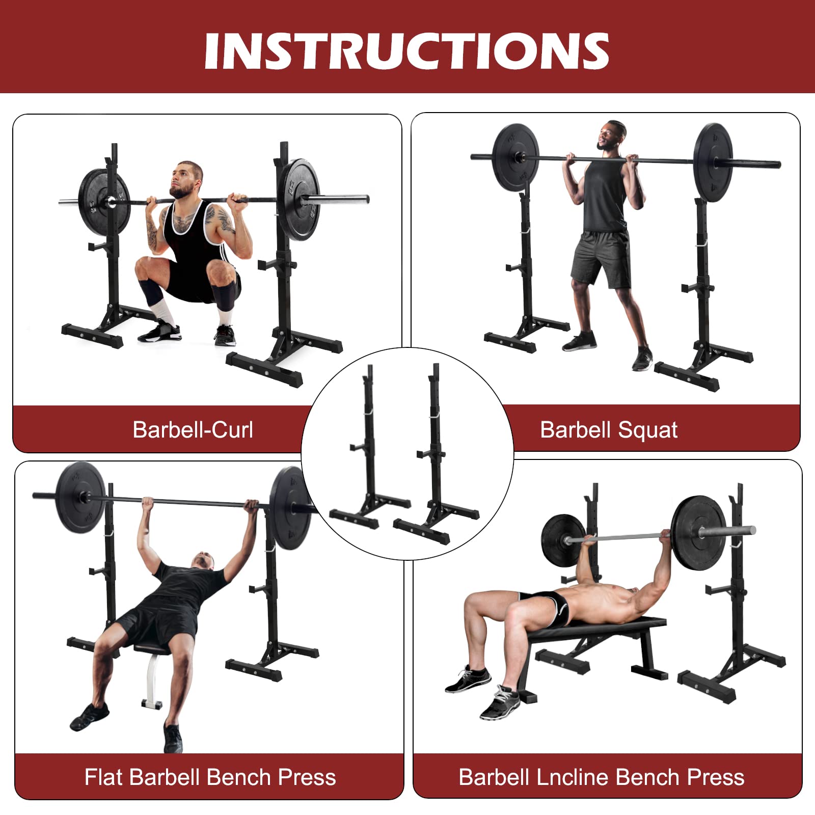Smartxchoices Adjustable Squat Rack & Bench Press Stand - 40