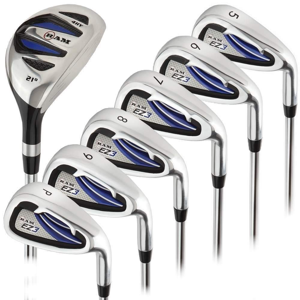 Ram Golf EZ3 Men's Right Hand Iron Set 5-6-7-8-9-PW with Free Hybrid - Perfect for Beginners and Casual Golfers on the Course