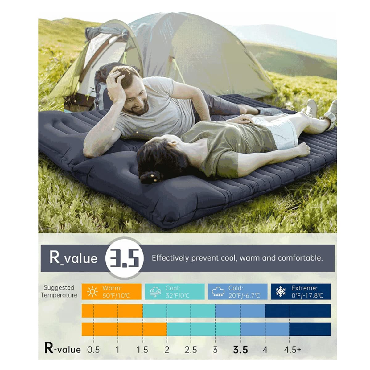 Ultralight Inflatable Camping Sleeping Pad with Built-in Pump - Portable Hiking Air Mattress for Adults, Waterproof Backpacking Bed with Pillow - Perfect for Outdoor Adventures, Travel & Camping Trips