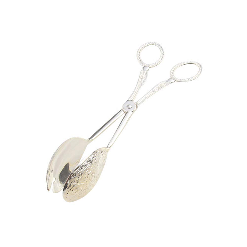 DOITOOL Stainless Steel Kitchen Tongs - Round Head Food Scissors, Multi-Purpose Serving Tongs for Baking, BBQ, Salad, Dessert, Cake, Biscuit (Silver) - Ideal for Home Cooking, Restaurant & Outdoor Picnic Use