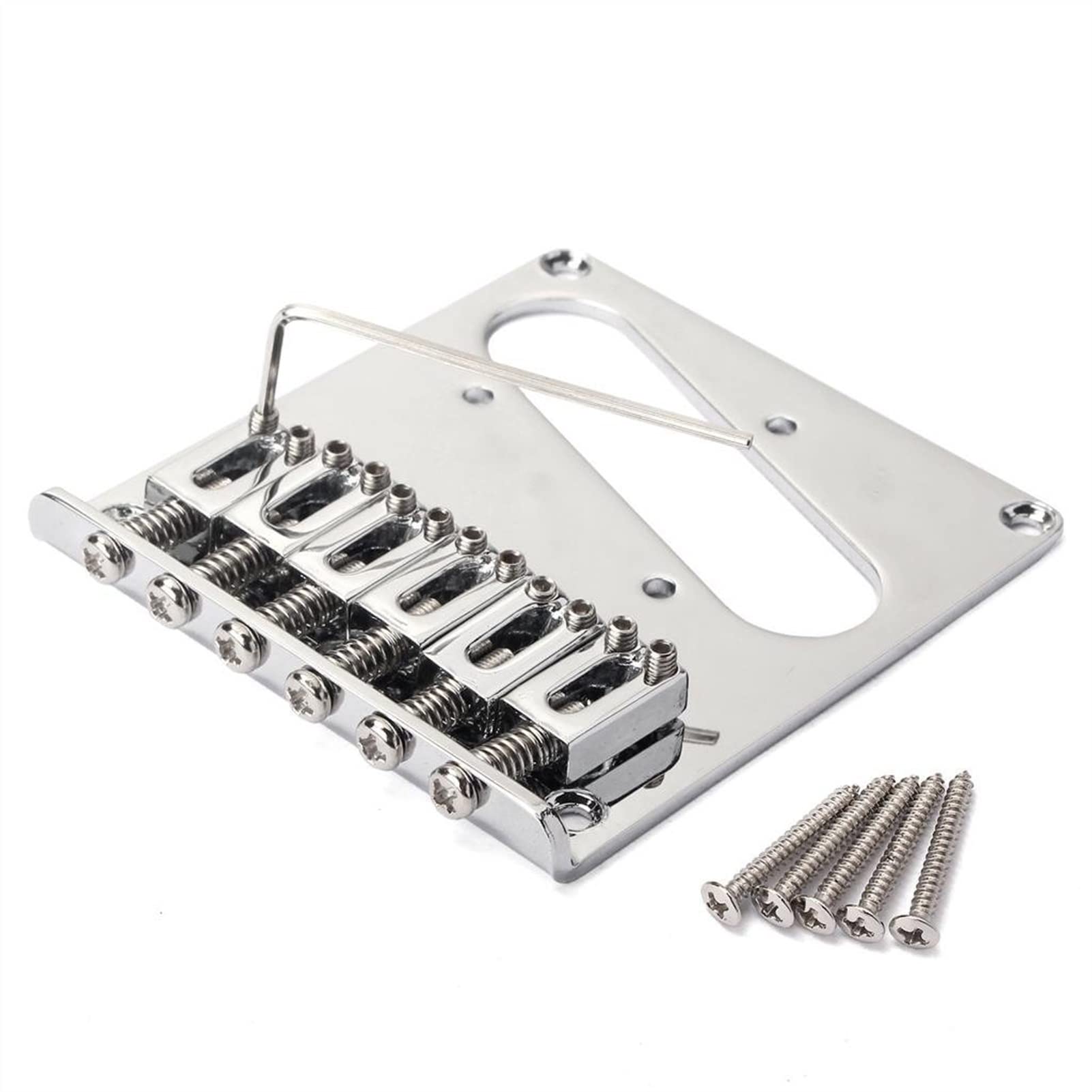 Chrome 6-Saddle Ashtray Bridge Tailpiece Replacement for Tele TL Electric Guitar - Perfect for Guitar Upgrades & DIY Repairs