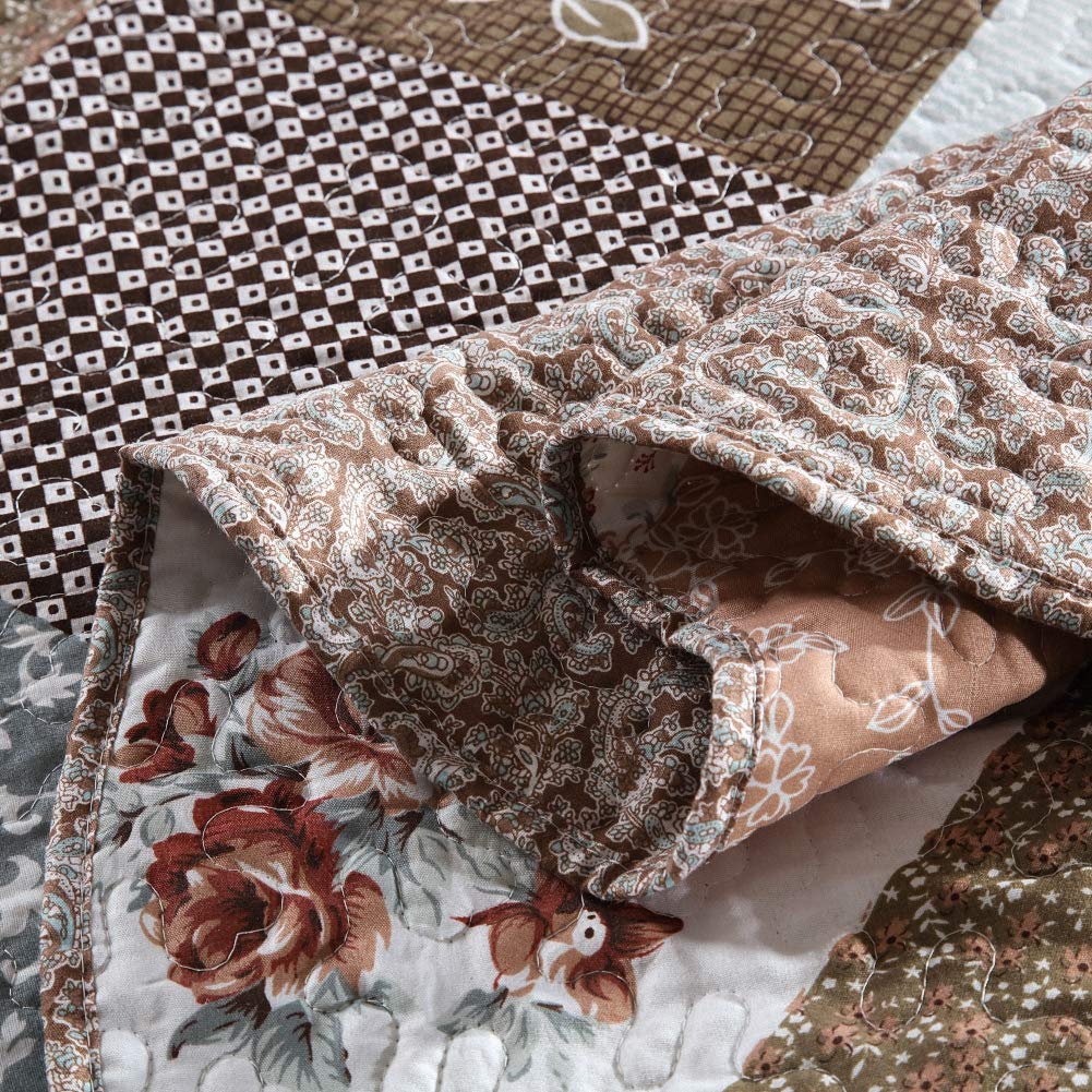 NEWLAKE Queen Size Quilt Bedspread Set - Reversible Checkered Floral Design, 3-Piece Bedding Coverlet for Cozy Bedroom Decor | Perfect for Guest Rooms, Master Bedrooms & Seasonal Home Styling