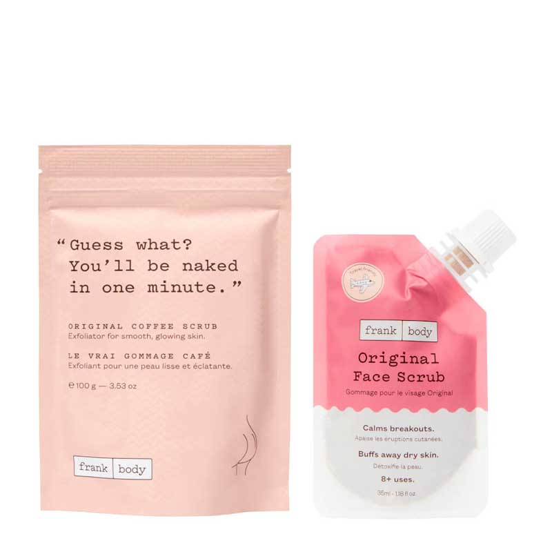 Frank Body Dirty Duo Kit - Organic Coffee Scrub & Cream for Smooth Skin | Exfoliating & Hydrating Skincare Set for Face & Body - Perfect for Spa Day & Self Care Routine