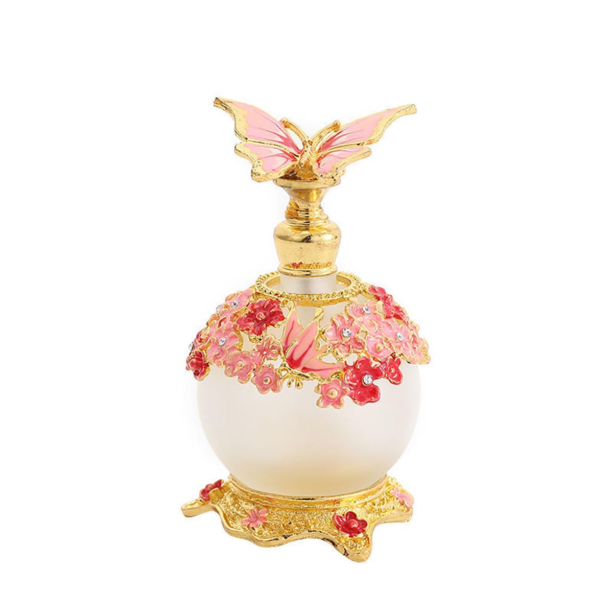 25ML Premium Gold Butterfly Refillable Perfume Bottle for Women - Elegant Decorative Empty Perfume Dispenser with Fancy Design, Perfect for Travel, Gifts & Holiday Supplies (Pink)