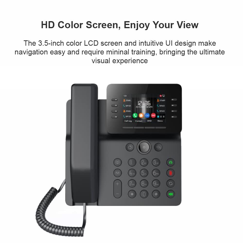 Fanvil V64 Prime Business IP Phone - 12 SIP Lines, HD Voice, PoE Support, Dual Gigabit Ports for Office & Call Center Communication