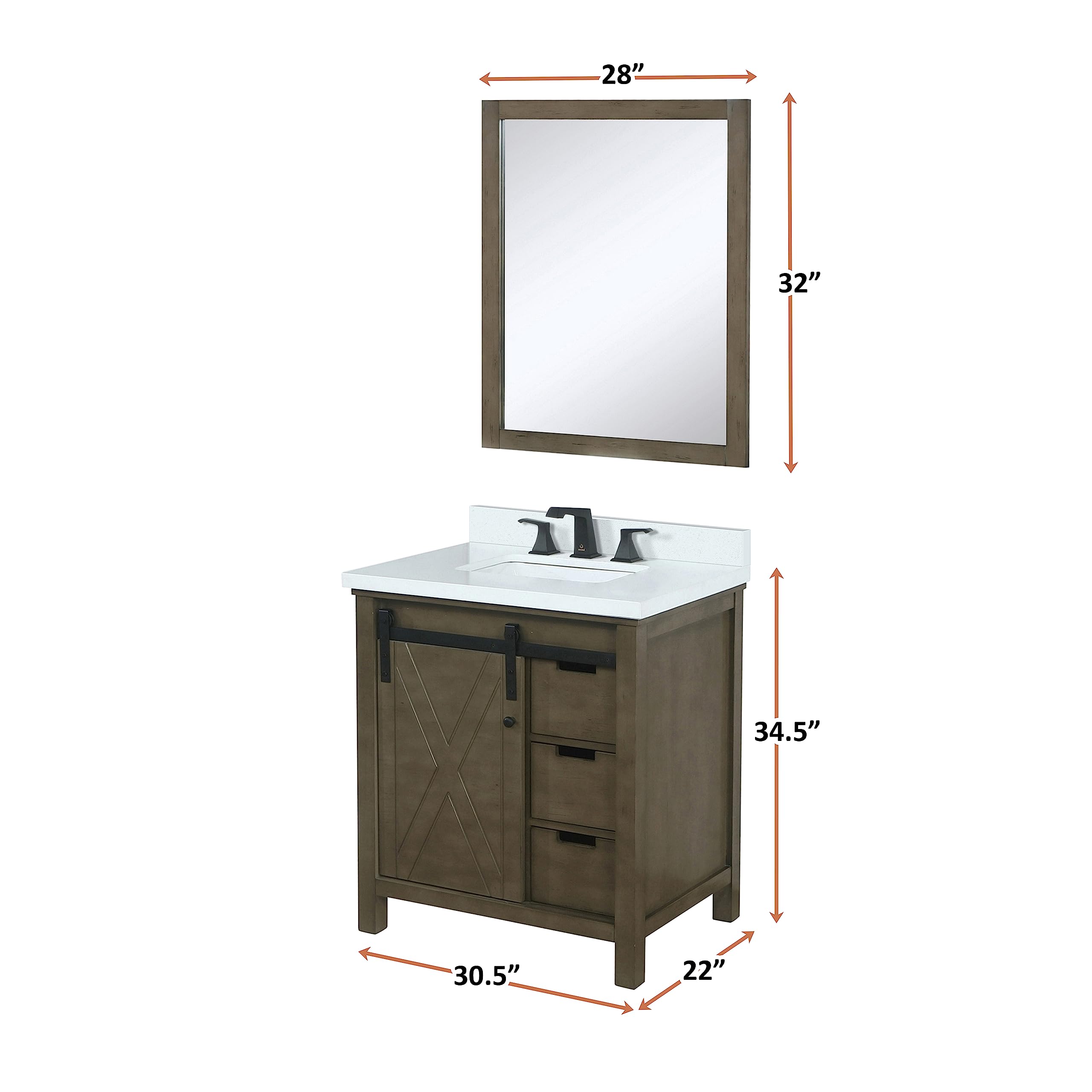 Rustic Brown Bathroom Vanity 30
