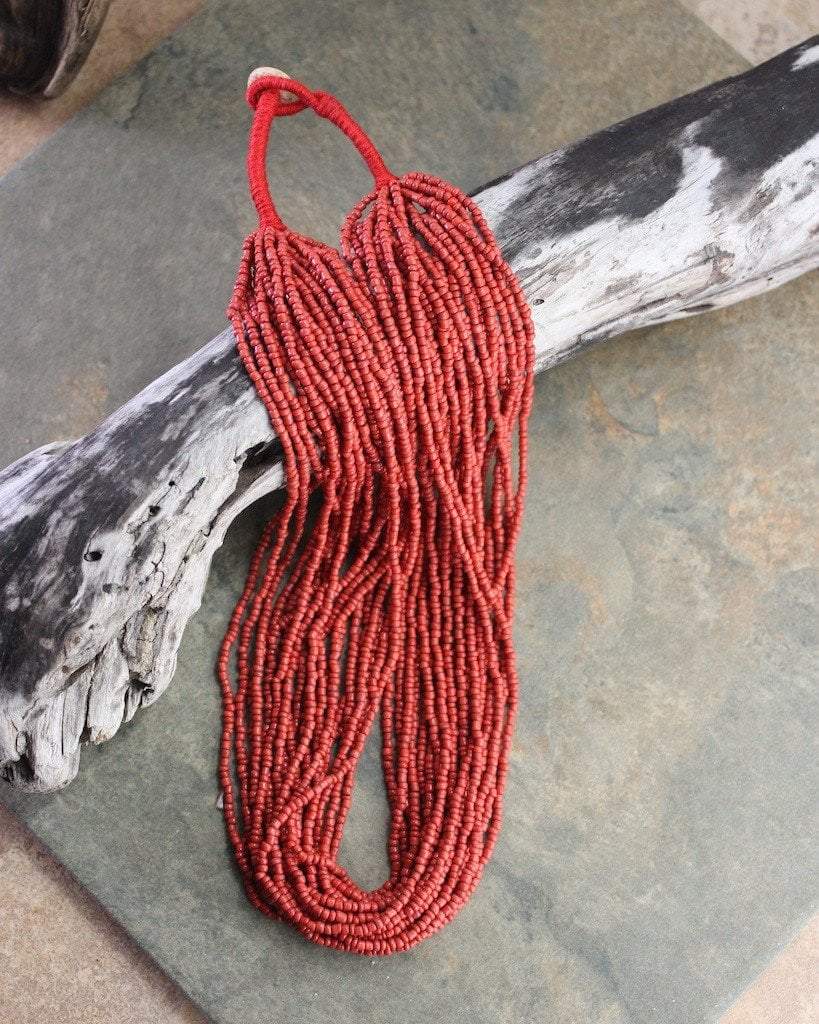 Handmade Sherpa Coral Beaded Necklace with 1000 Beads - Boho Chic Jewelry for Women, Perfect for Festivals, Weddings & Layering