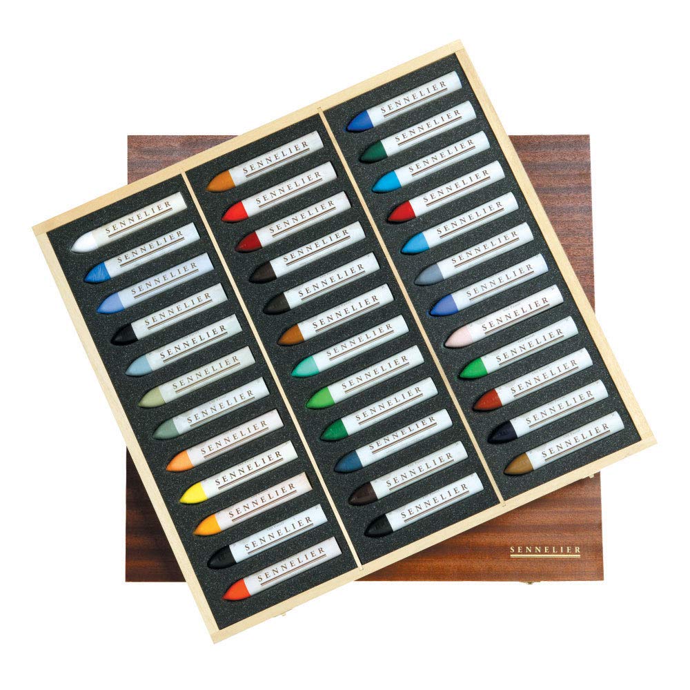 SENNELIER Grand Oil Pastel Set - 36 Vibrant Colors in Wooden Box for Professional Artists & Students - Perfect for Drawing, Sketching & Mixed Media Art