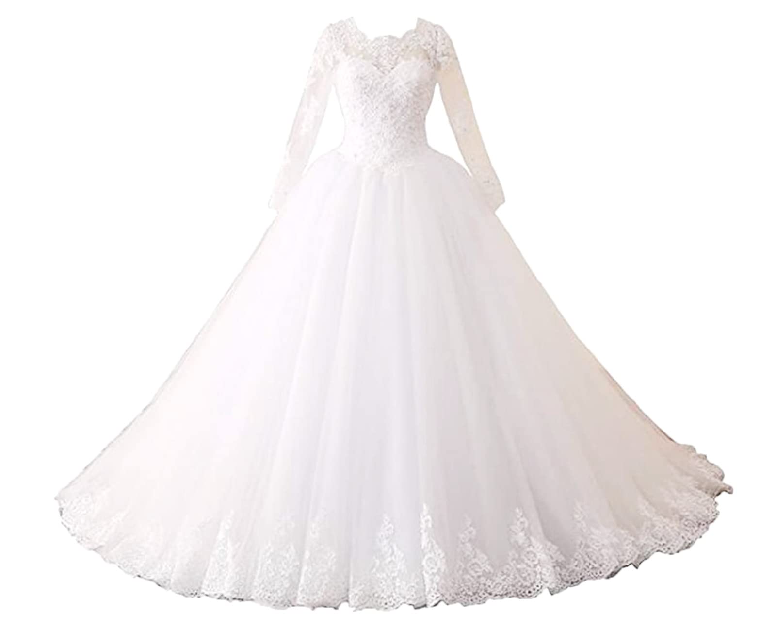 LY Dress Luxury Sequin Lace Tulle Diamond Bridal Wedding Gown - Elegant Ball Gown for Bridal Shower, Wedding Ceremony & Formal Events
