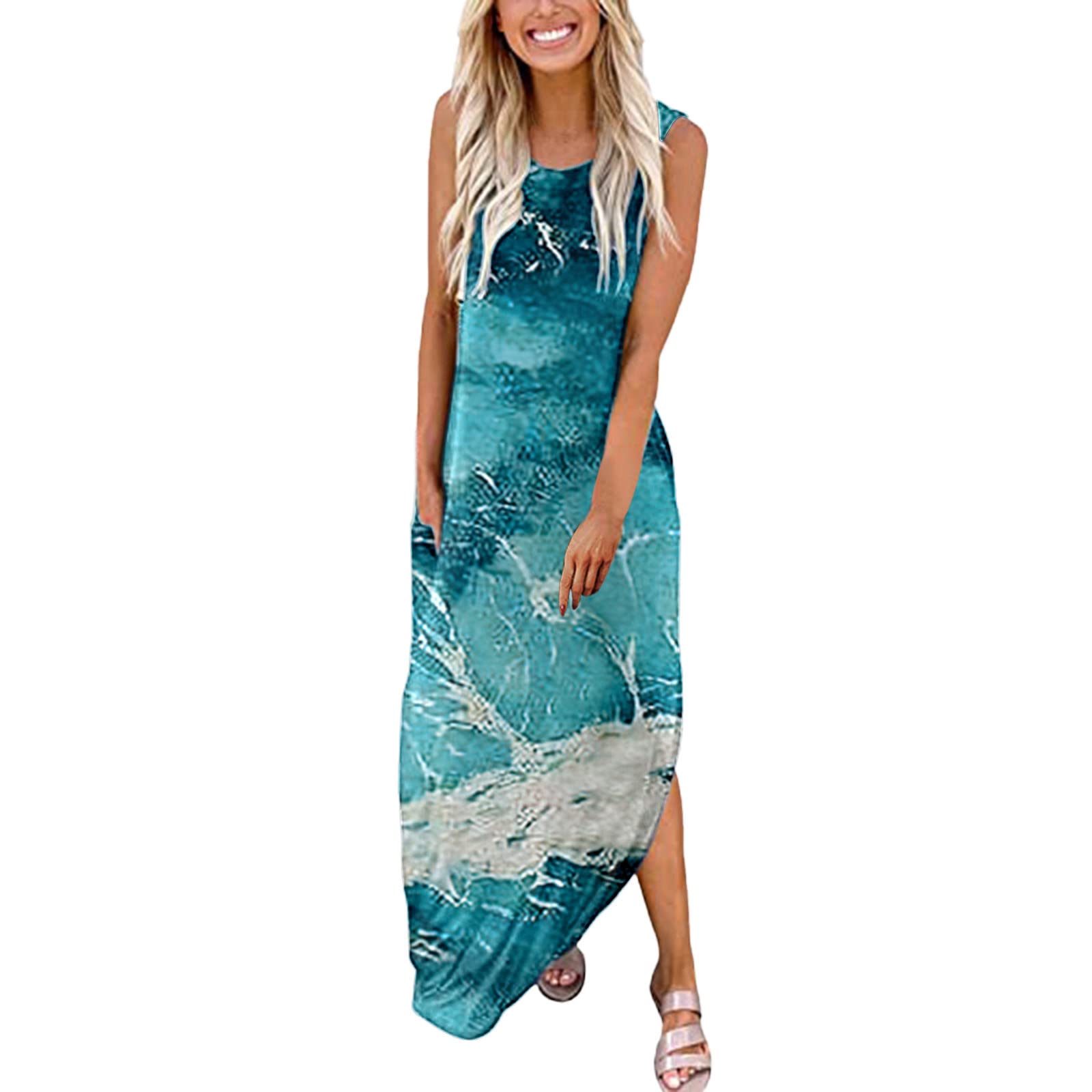KCocoo Plus Size Maxi Dress for Women - Flowy Long Summer Casual Dress with Pockets | Perfect for Beach, Vacation, and Everyday Wear