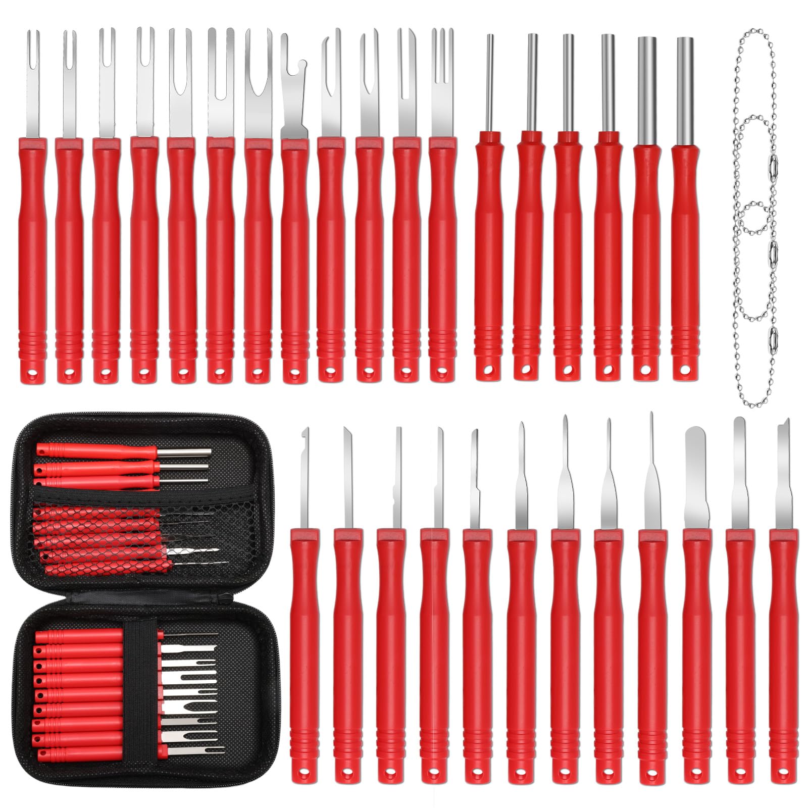 34Pcs Automotive Terminal Removal Tool Kit - Electrical Pin Extractor Set for Wire Connectors, Home Devices & Car Repairs | DIY Electrical Repair, Vehicle Maintenance & Home Appliance Fixing