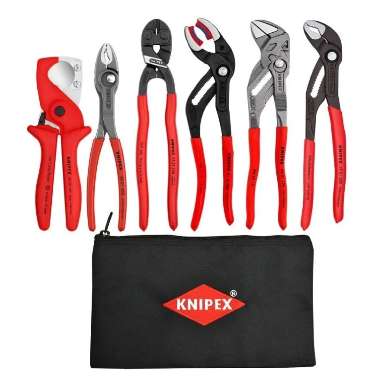 Knipex 9K 00 80 180 US 6-Piece Professional Plumbing Tool Set with Free KNIPEX Keeper Pouch - Perfect for Pipe Repair, Faucet Installation & DIY Home Maintenance