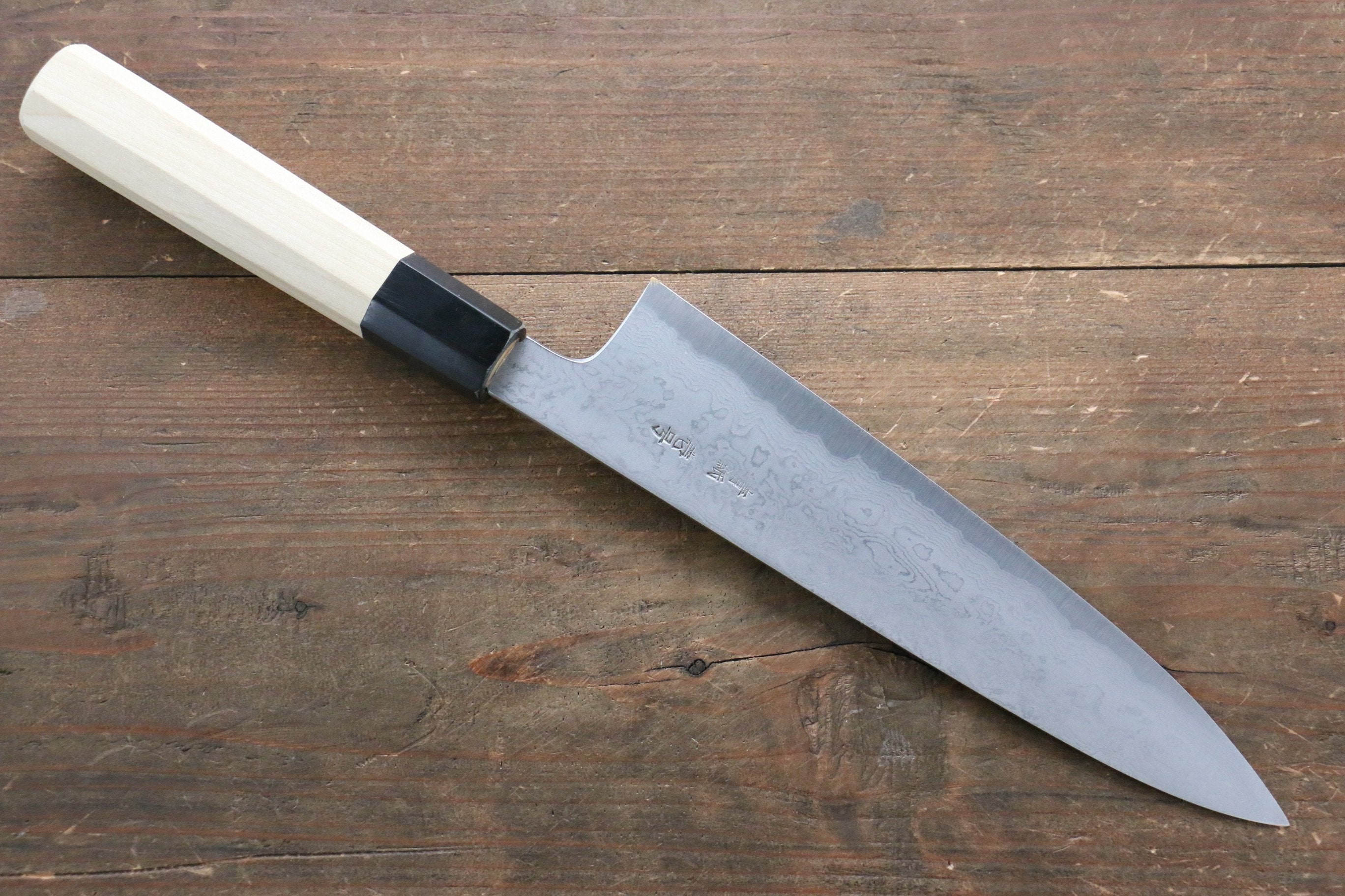 Premium Kikumori Blue Steel No.1 Damascus Gyuto Chef Knife 210mm - Japanese Magnolia Wood Handle - Perfect for Sushi, Meat Slicing & Professional Kitchen Use