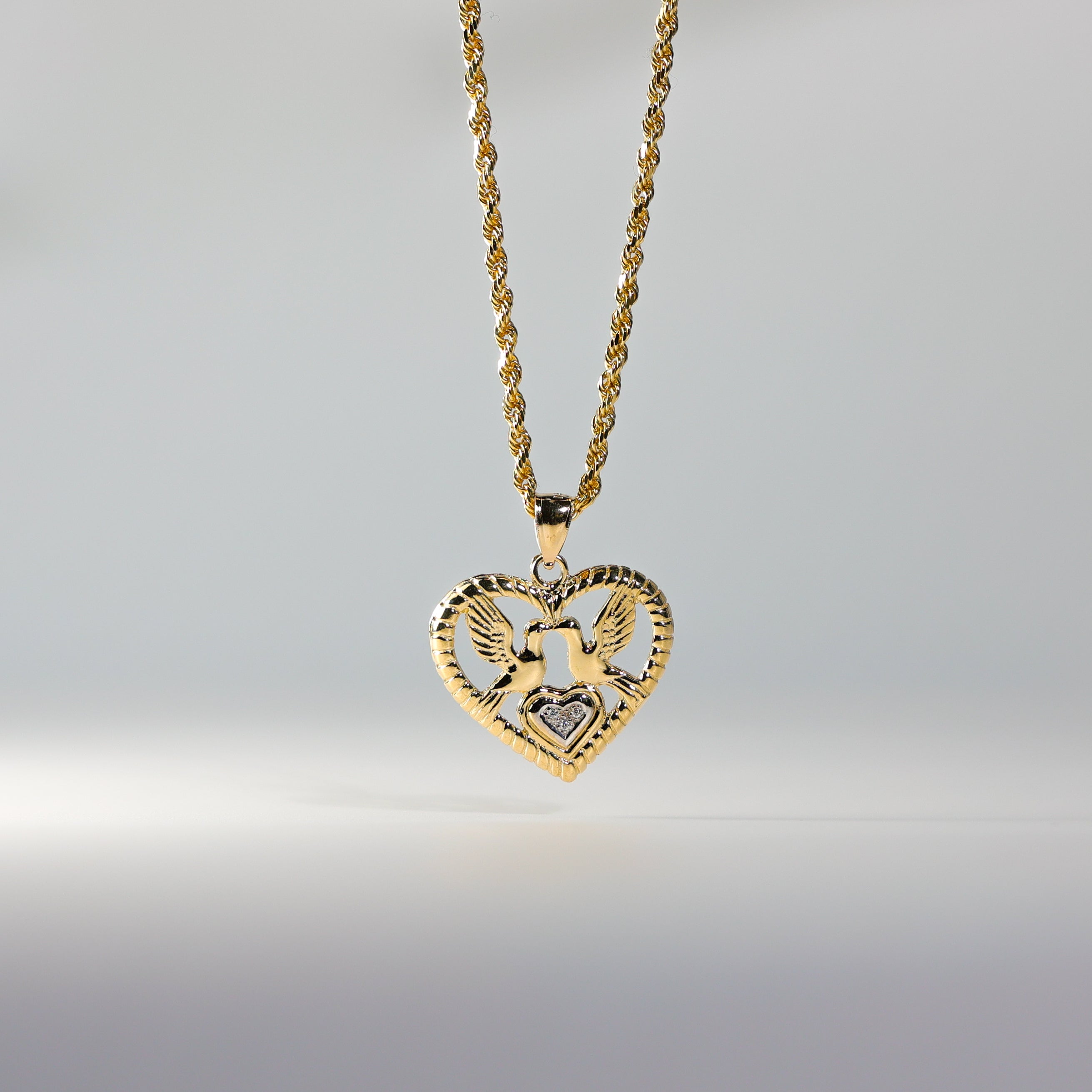 14K Gold Holy Spirit Dove Heart Pendant Necklace - Model 1499 | Religious Jewelry Gift for Baptism, Confirmation & Weddings
