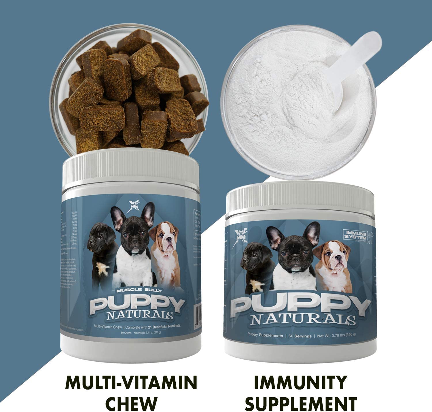 Puppy Naturals Muscle Building Immunity Milk Replacer + 10-in-1 Puppy Multivitamin Nutrient Chew | Vet Formulated Nutritional Support for Growing Puppies (180 Servings) | Ideal for Puppy Growth, Immune Support & Healthy Development