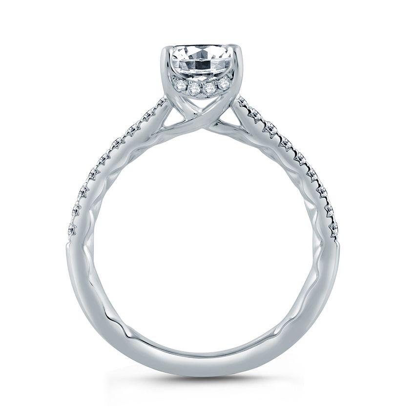 Oval Center Draped Gallery Solitaire Engagement Ring - 14K White Gold Diamond Wedding Band for Women - Perfect for Proposals, Anniversaries & Romantic Occasions