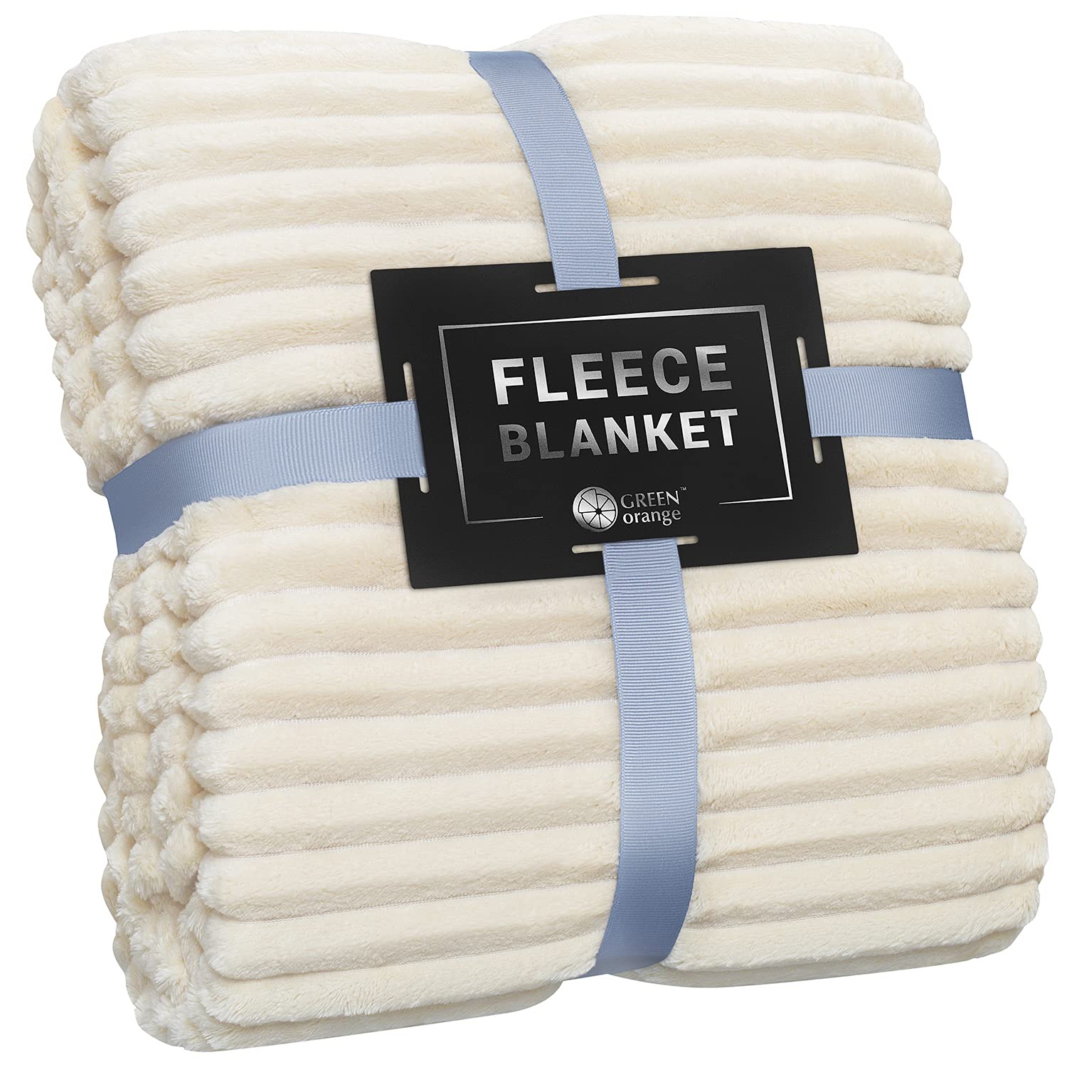 Soft Plush Fleece Blanket Twin Size 60x80 Inches - Lightweight Warm Cozy Throw Blanket in Light Beige - Perfect for Bed, Couch, Sofa, Camping & Movie Nights - Ultra Fluffy & Breathable
