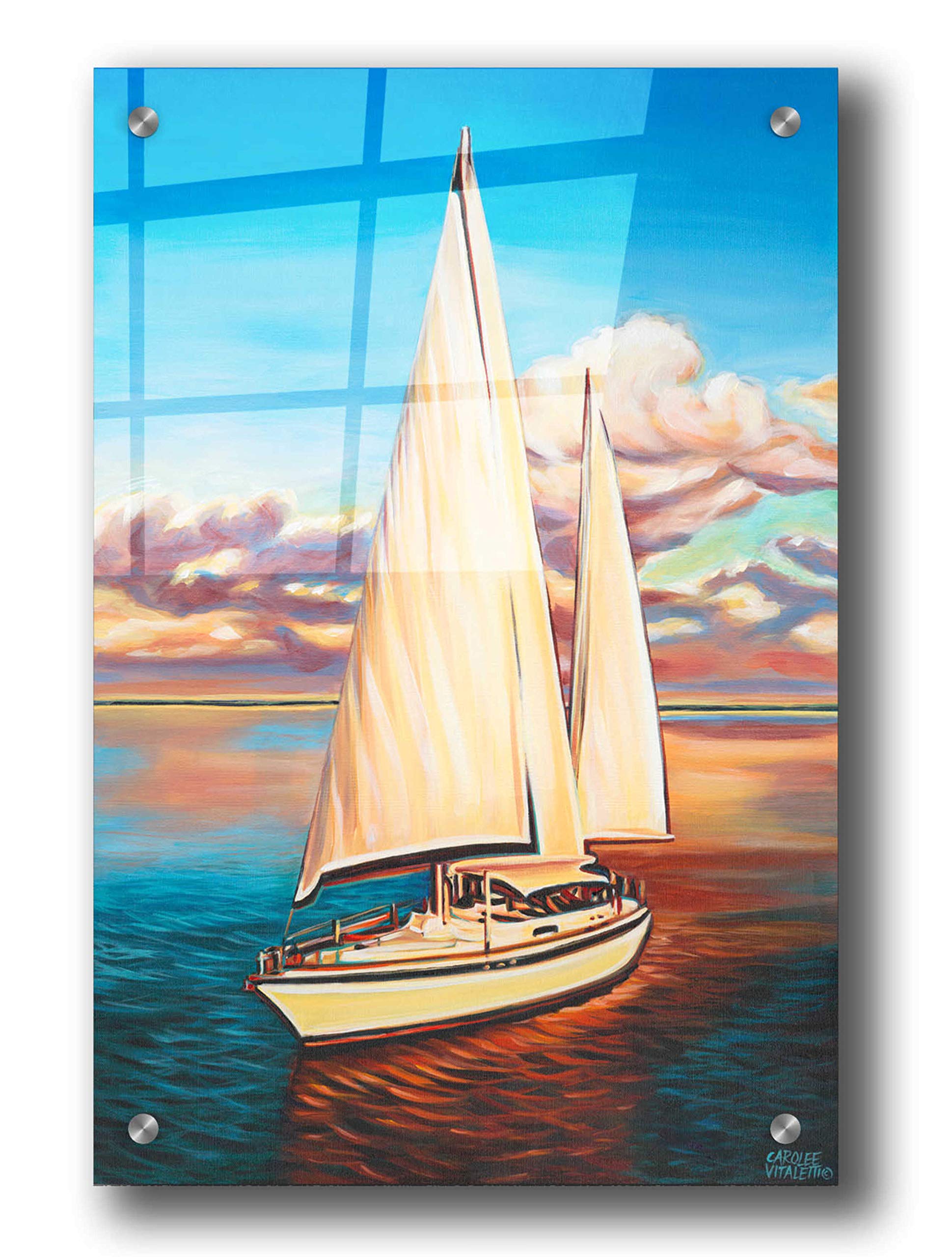 Epic Art 'Sunset Cruise I' by Carolee Vitaletti - 24x36 Inch Acrylic Glass Wall Painting - Modern Home & Office Decor - Perfect for Living Room, Bedroom or Gallery Display