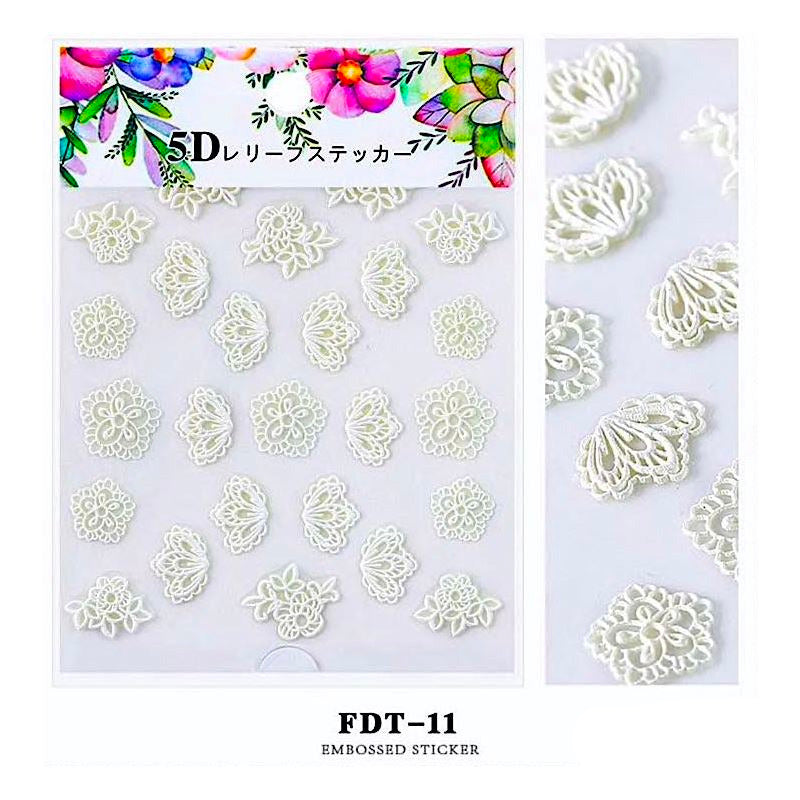 5D Embossed Flowers Nail Art Stickers - Self-Adhesive Nail Decals for Women, DIY Manicure Decorations - Perfect for Parties, Weddings, and Special Occasions