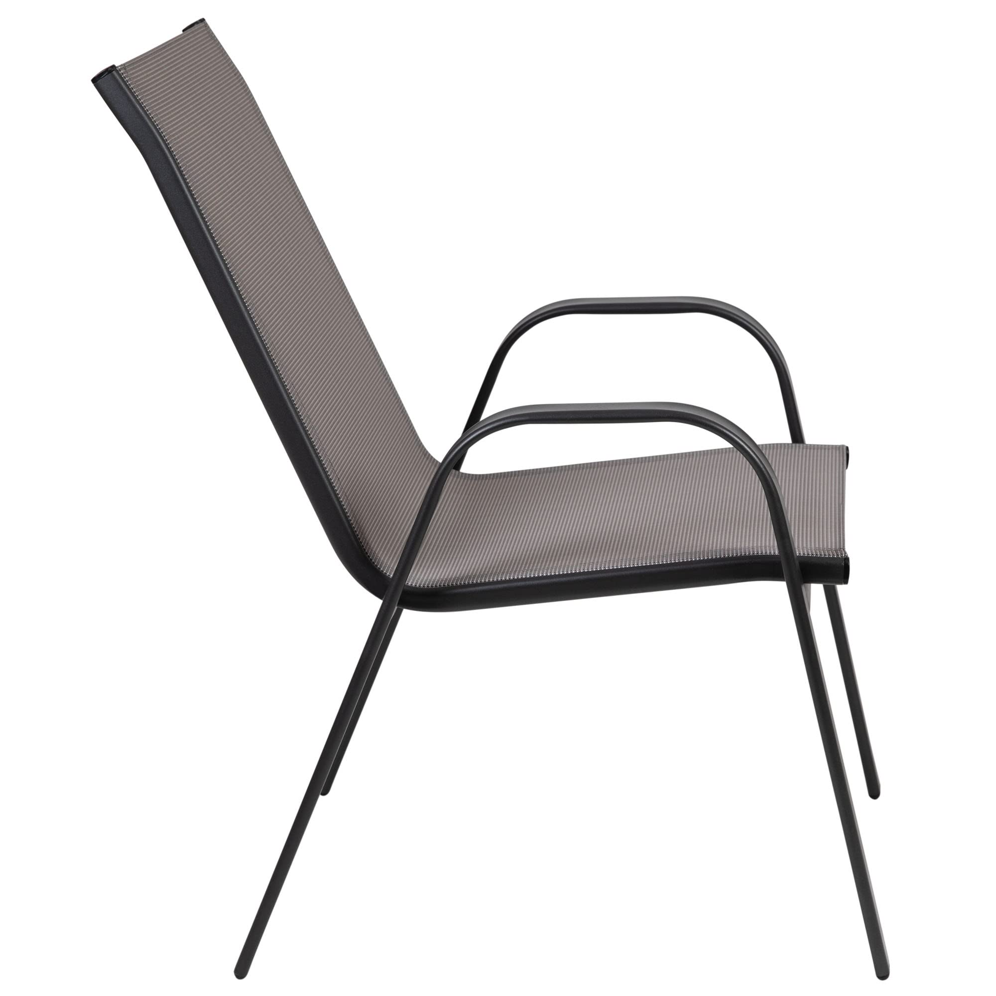 Flash Furniture Brazos 5-Piece Outdoor Patio Dining Set with 4 Gray Flex Comfort Stackable Chairs & 55