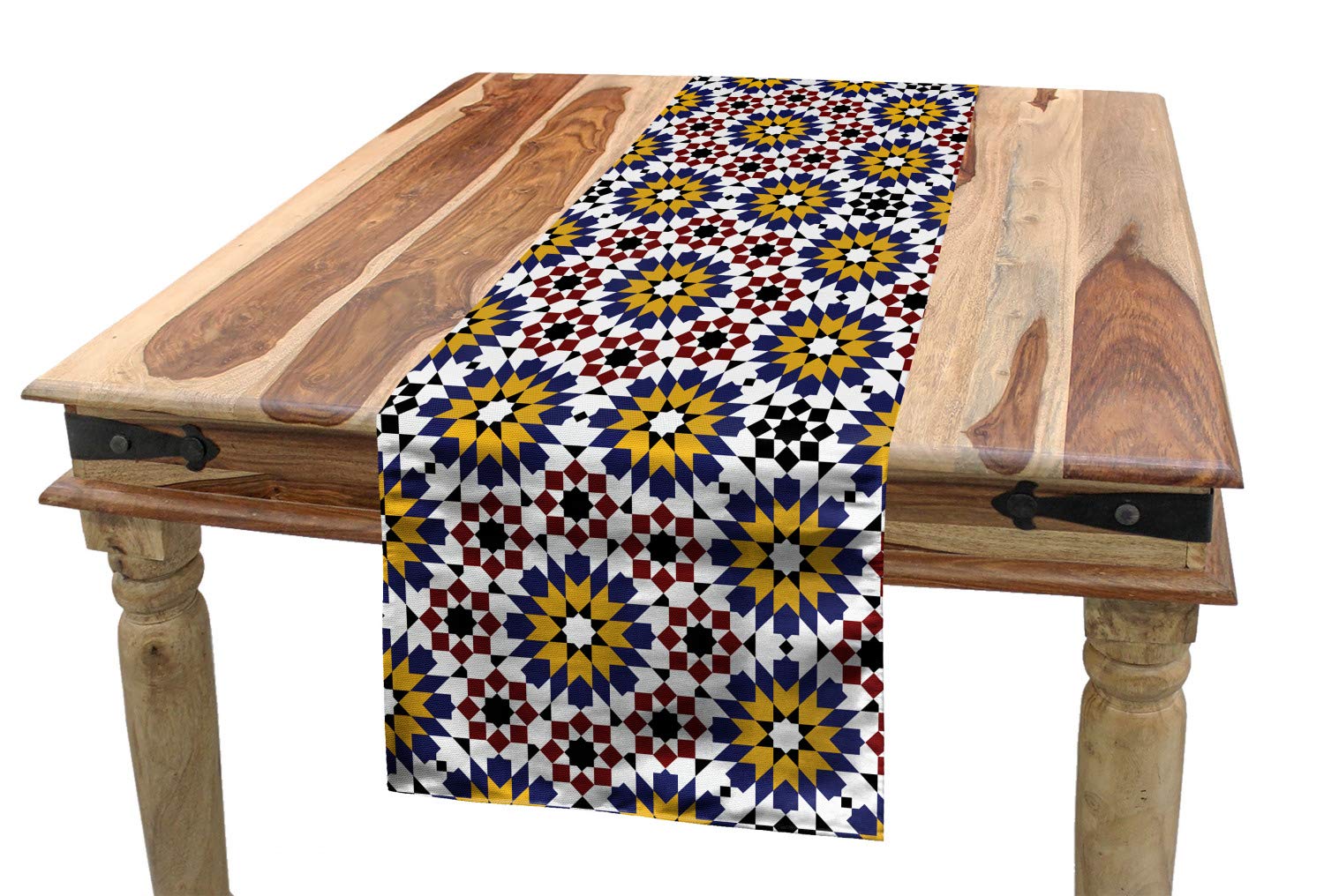 Ambesonne Oriental Floral Moroccan Mosaic Table Runner - 16