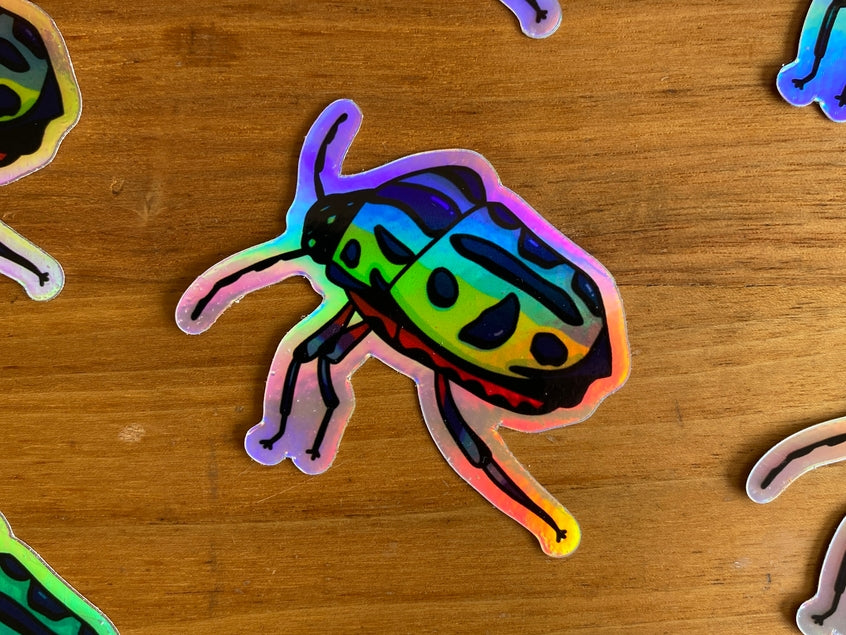 Holographic Beetle Stickers - Waterproof Vinyl Decals for Laptops, Water Bottles & DIY Crafts - Durable & Weatherproof for Outdoor Use
