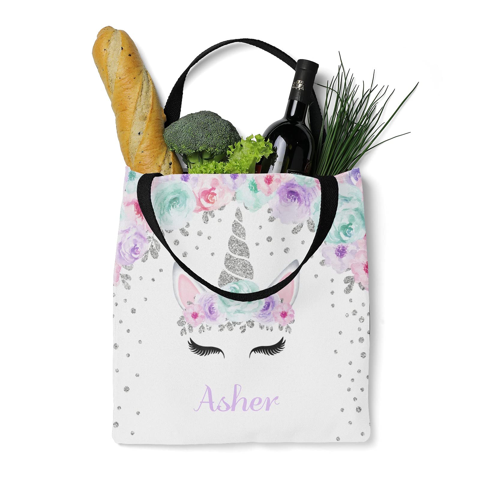 Personalized Deer Floral Pink Canvas Tote Bag for Women & Kids - Eco-Friendly Reusable Shopping Bag, Travel Tote, School Handbag - Perfect Gift for Birthday, Mother's Day & Daily Use