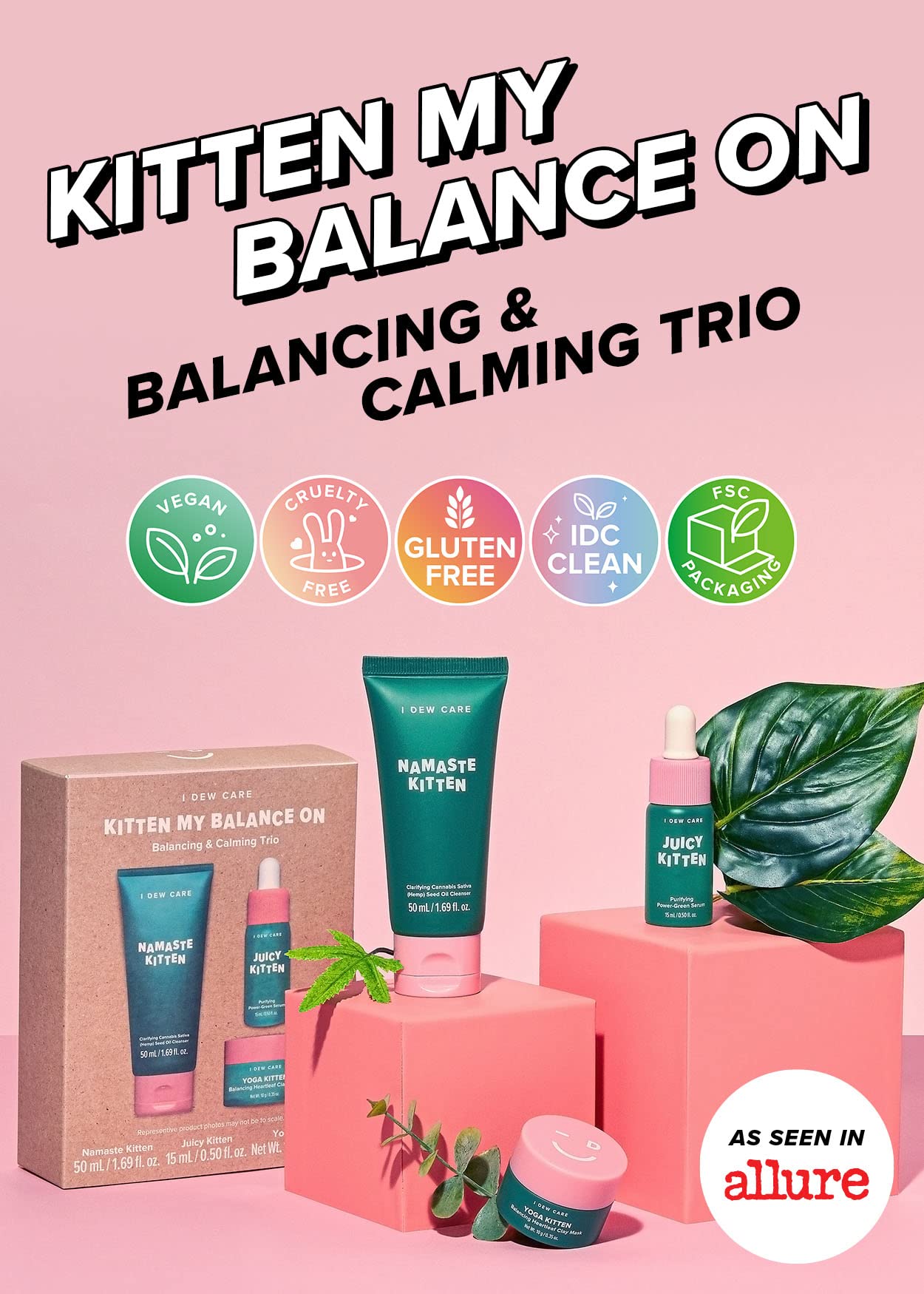 I DEW CARE Dry Shampoo Powder & Heartleaf Skincare Gift Set - Kitten My Balance On Bundle for Oily Hair & Sensitive Skin | Travel-Friendly Beauty Essentials for On-The-Go Refresh