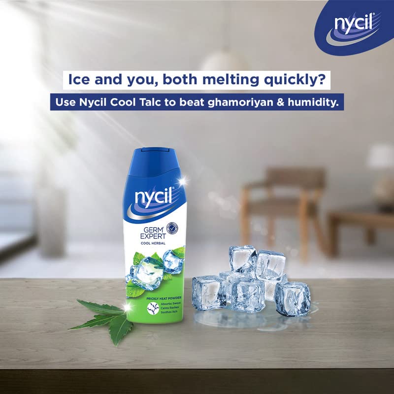 Nycil Cool Herbal Powder | Germ Expert Talcum | 150g + 50g Free | Anti-Bacterial & Odor Control | Perfect for Gym Bags, Baby Care & Summer Comfort