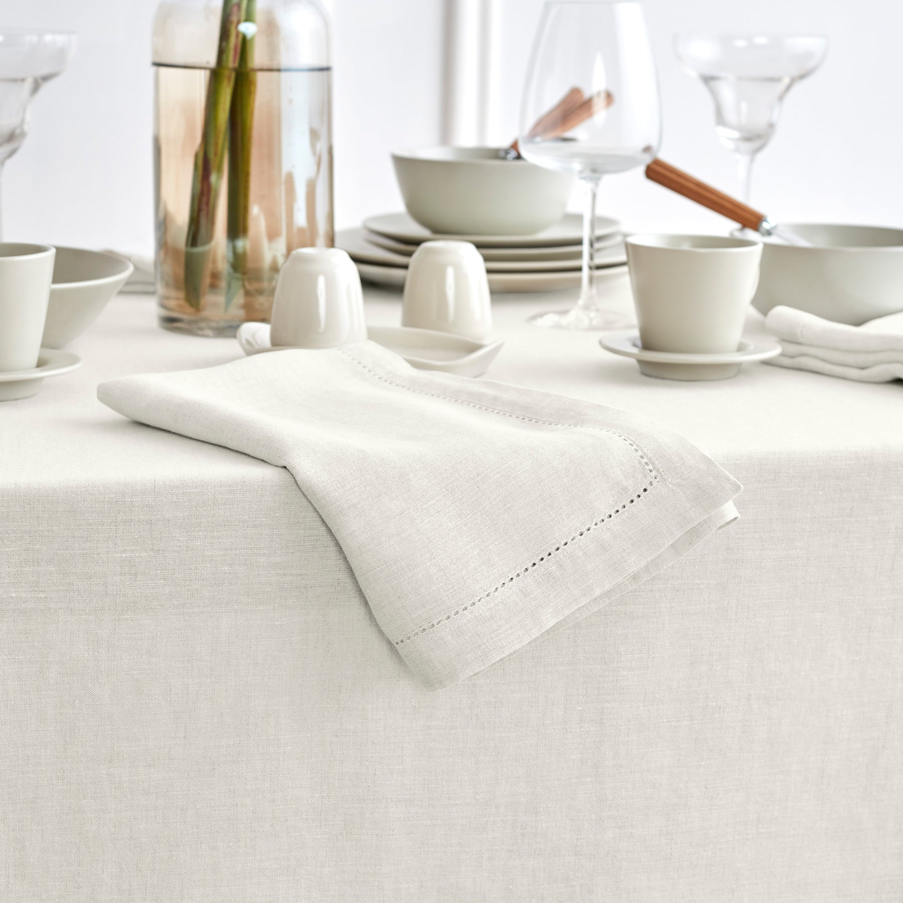 Elegant Sonoma Hemstitch Tablecloth - Premium Cotton Dining Table Cover for Formal Dinners & Special Occasions