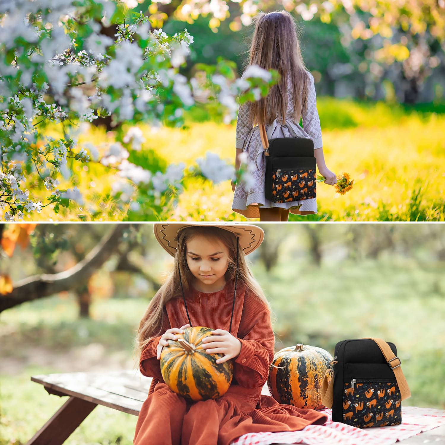 **Leaper Girls Crossbody Purse Set - 2 PCS Canvas Messenger Bags for Women & Kids - Stylish & Lightweight for School, Travel & Daily Use**