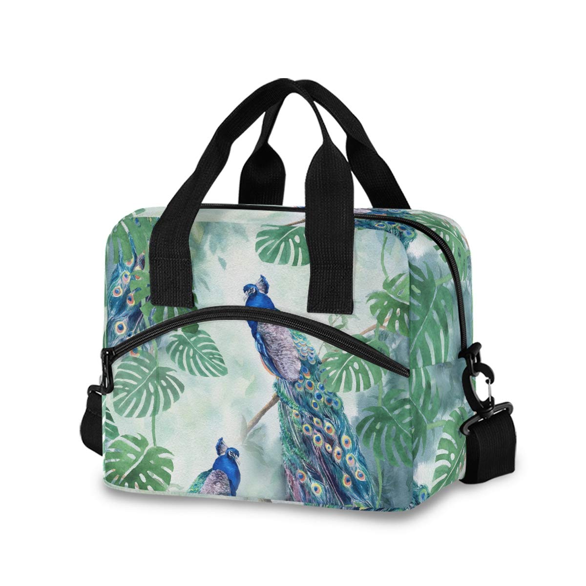 Blueangle Insulated Lunch Box - Reusable Peacock Rainforest Design Soft Cooler Tote for Kids, Men & Women | Perfect for School, Work, Picnics & Outdoor Activities