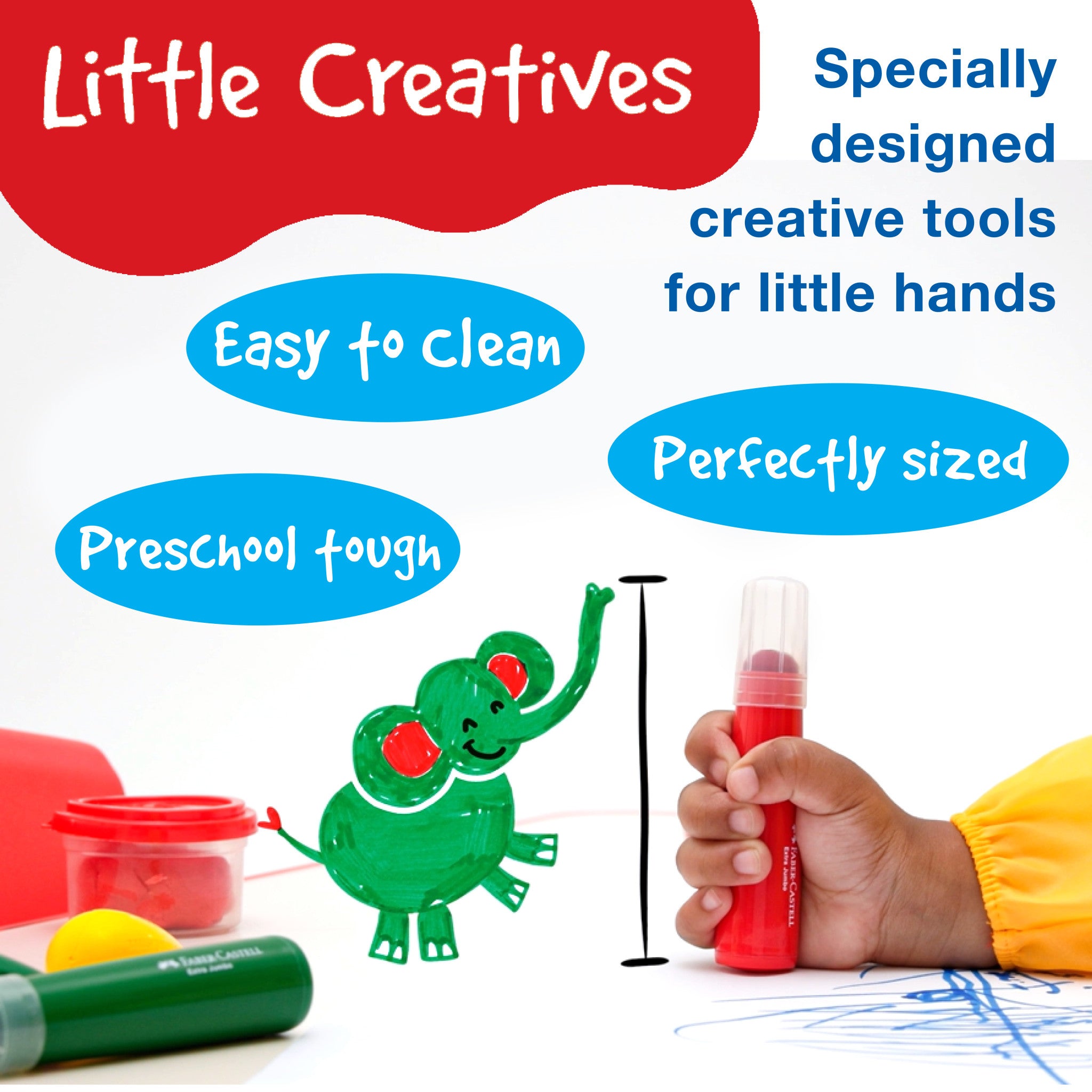 Little Creatives 6 Easy Grip Finger Crayons for Toddlers - Non-Toxic Washable Art Supplies for Kids - Perfect for Early Learning, Classroom & Home Drawing Activities #122606