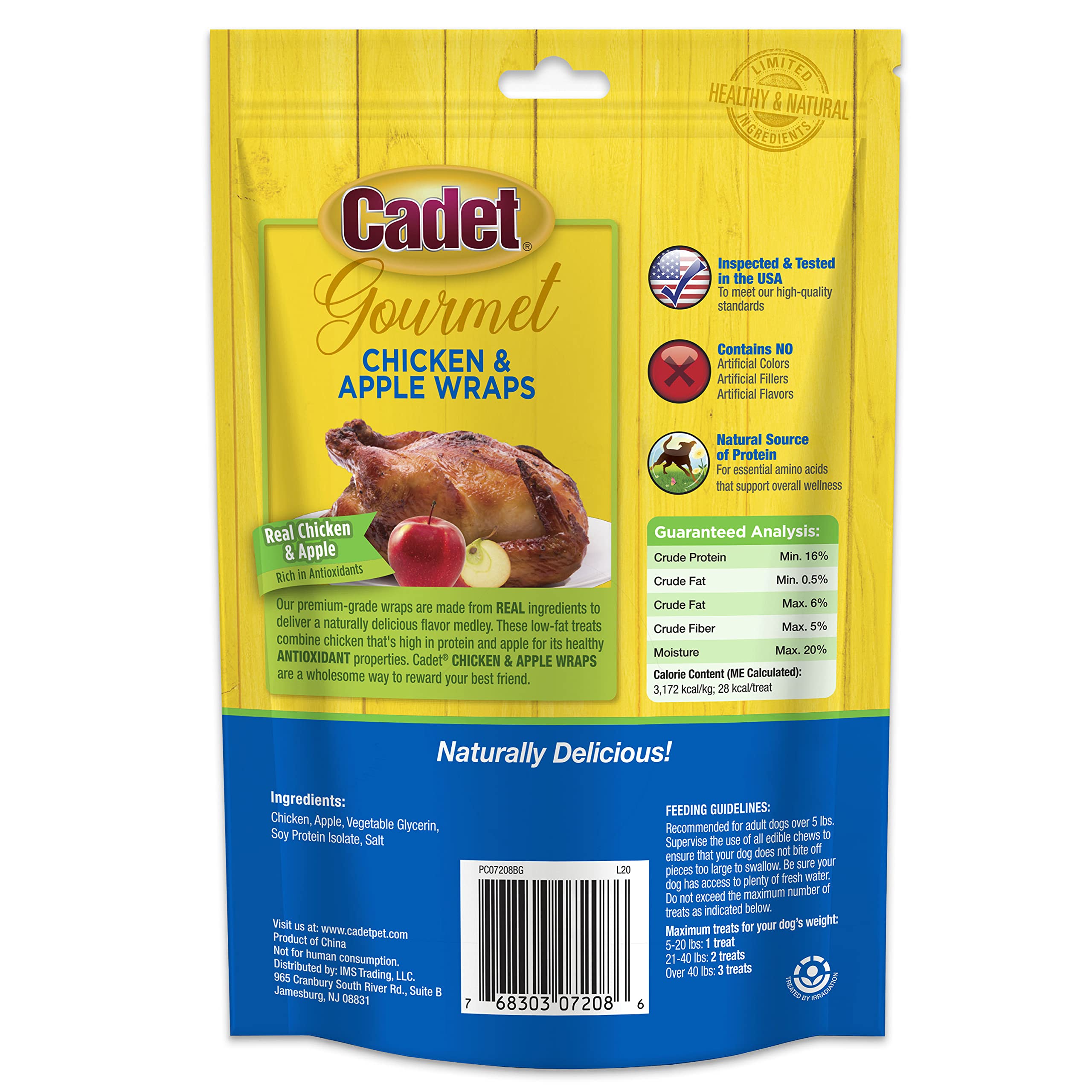 Premium Chicken & Apple Wrapped Dog Treats - All-Natural Training Snacks for Small & Large Breeds - USA Inspected & Tested (3 oz) - Perfect for Obedience Training & Reward-Based Learning