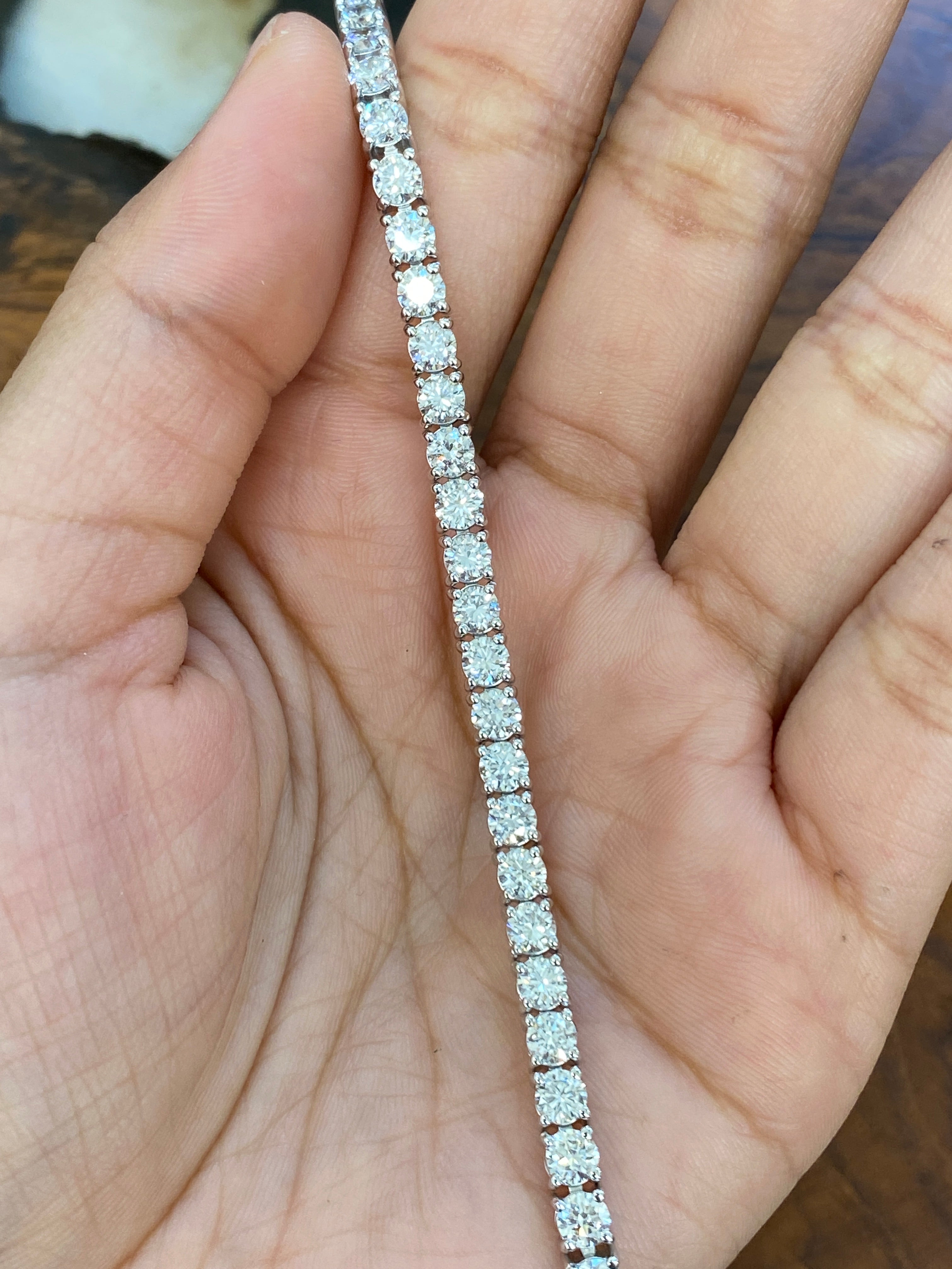 7.0 Carat Lab-Created Diamond Tennis Bracelet - 6.5 Inches Elegant Cubic Zirconia Jewelry for Women, Perfect for Weddings, Anniversaries & Special Occasions