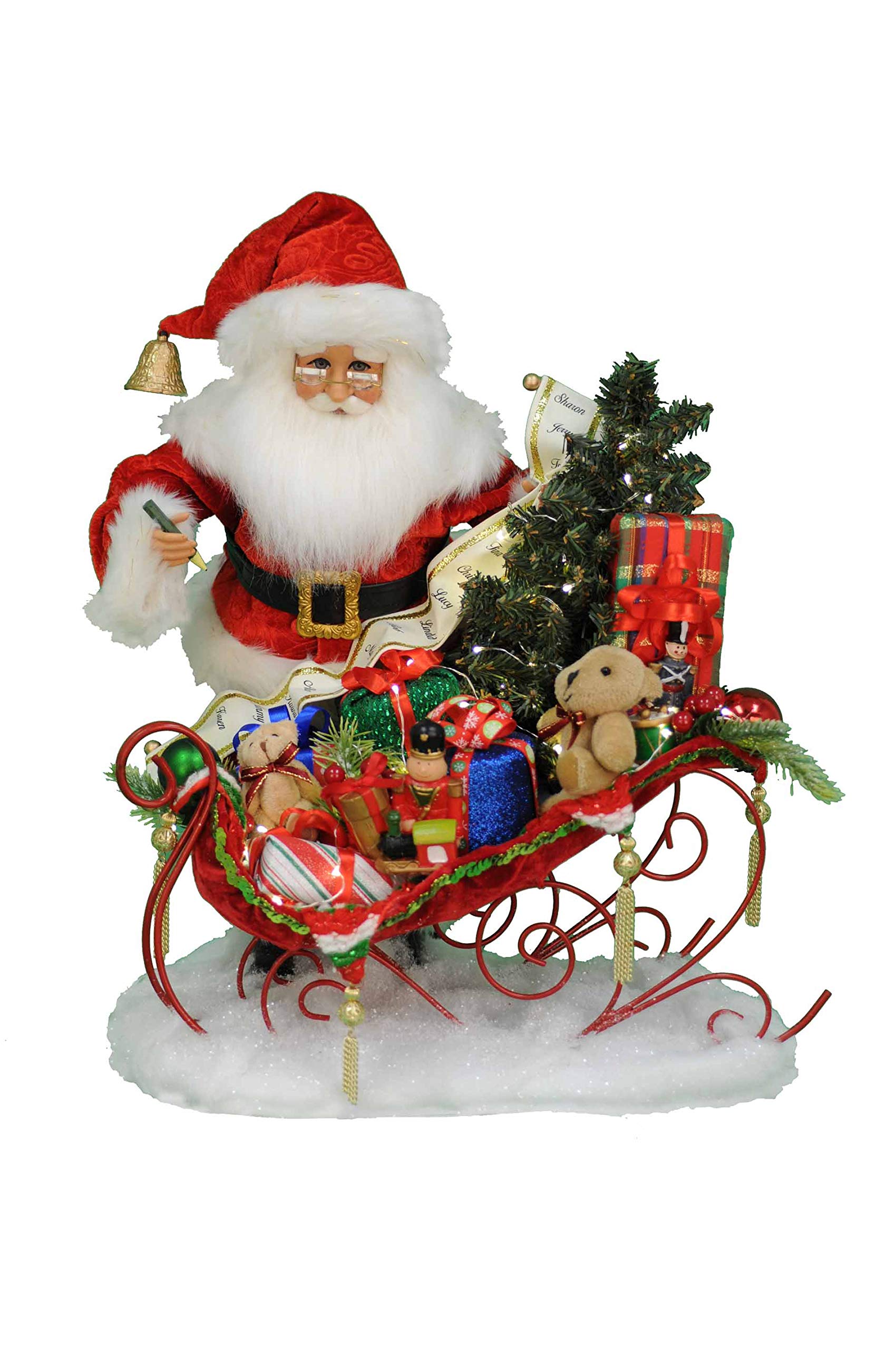 Karen Didion Originals 18-Inch Lighted Christmas Delivery Sleigh Figurine - Handmade Holiday Home Decor & Collectible for Christmas Village, Mantel, or Tabletop Display