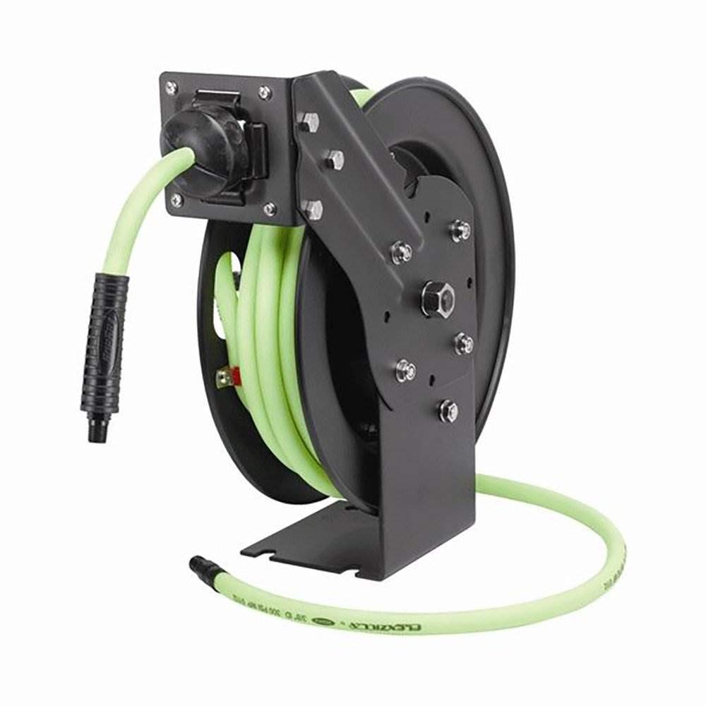 Flexzilla Open Face Retractable Air Hose Reel - 3/8 in. x 25 ft. Heavy Duty Lightweight Hybrid Air Hose with ZillaGreen - Perfect for Garage, Workshop & Industrial Use - Model L8603FZ