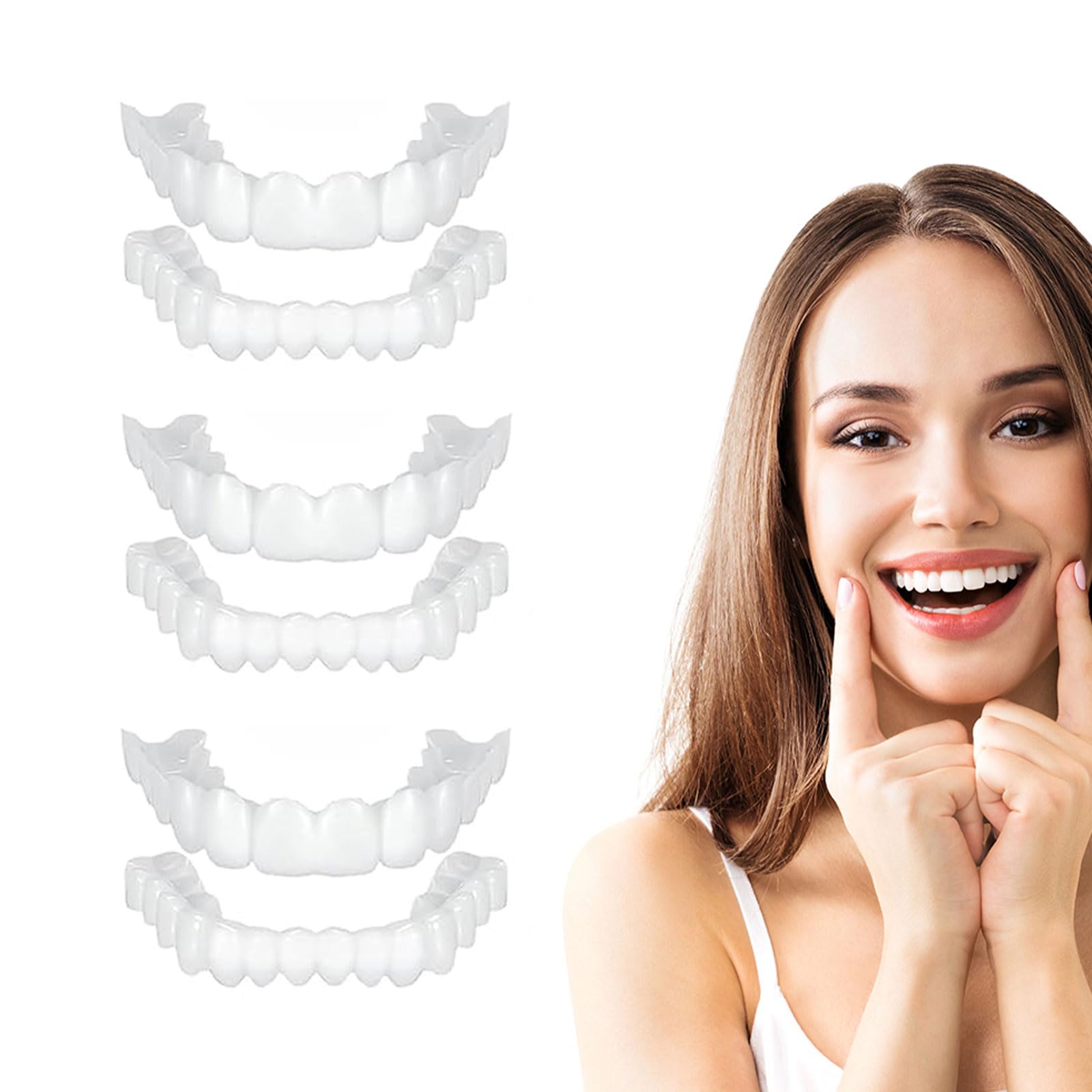 3 Pairs Snap-On Veneers for Instant Teeth Whitening & Smile Makeover - Comfort Fit Temporary Veneers for Men & Women - Perfect for Parties, Weddings & Confident Smiles - Protects Natural Teeth While Enhancing Your Look