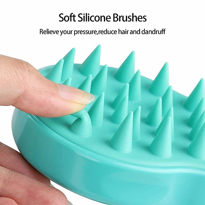 Trexee Green Silicone Scalp Massager Shampoo Brush - Gentle Exfoliating & Dandruff Removal for Healthy Hair Care - Perfect for Relaxing Head Massage at Home or Salon (Pack of 1)