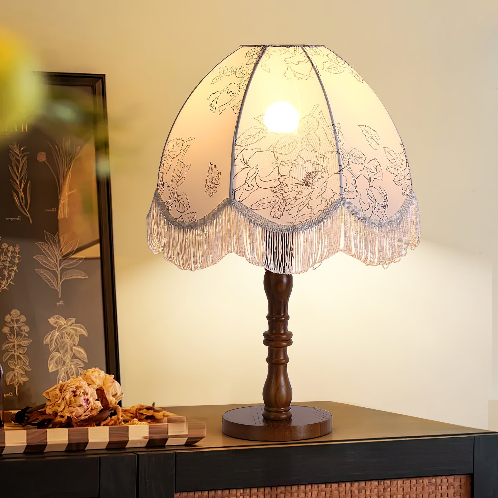Elegant Printed Tassel Table Lamp - Modern Home Decor for Bedroom, Living Room & Office - Soft Lighting Accent for Cozy Ambience