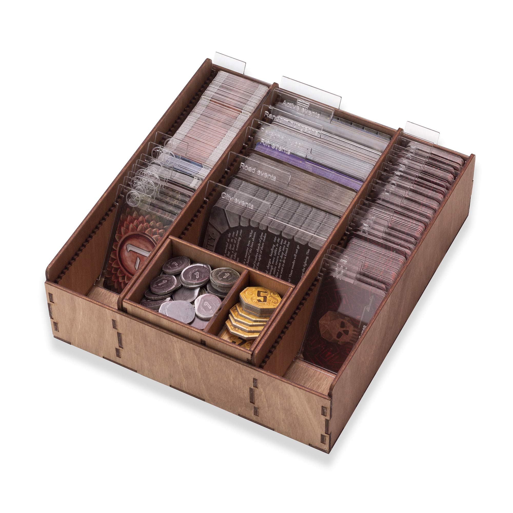 SMONEX Wooden Organizer & 4 Player Boards for Gloomhaven Board Game - Storage Box Fits All Expansions - Premium Insert for Game Organization - Perfect for Game Nights & Tabletop RPG Storage