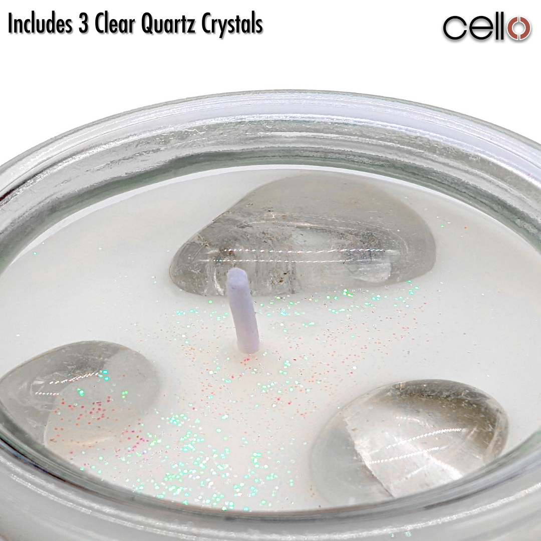 Natural Gemstone Candle with Clear Quartz - Clothesline Fresh Scent for Home Relaxation & Aromatherapy | Perfect for Yoga, Meditation & Stress Relief